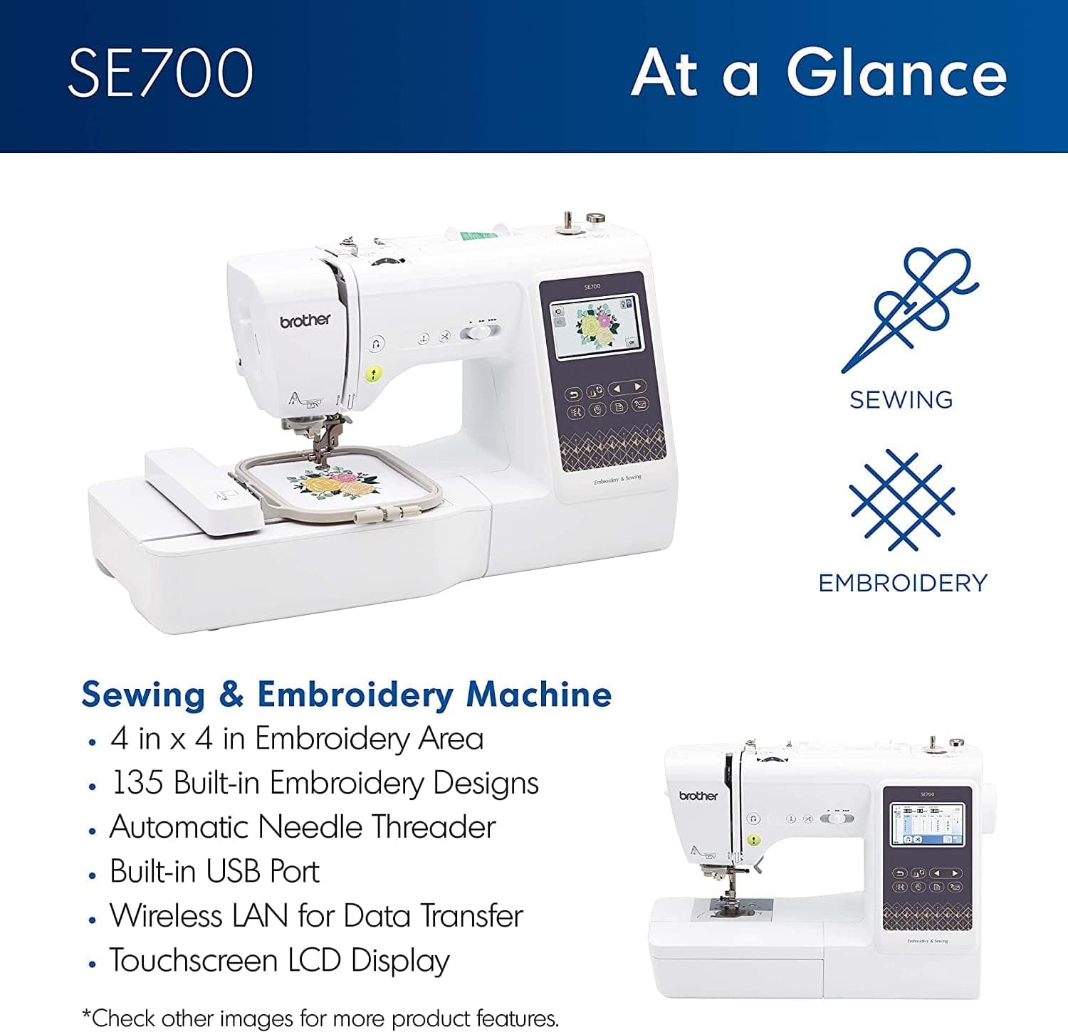 Brother SE700 Embroidery & Sewing Machine with Starter Bundle