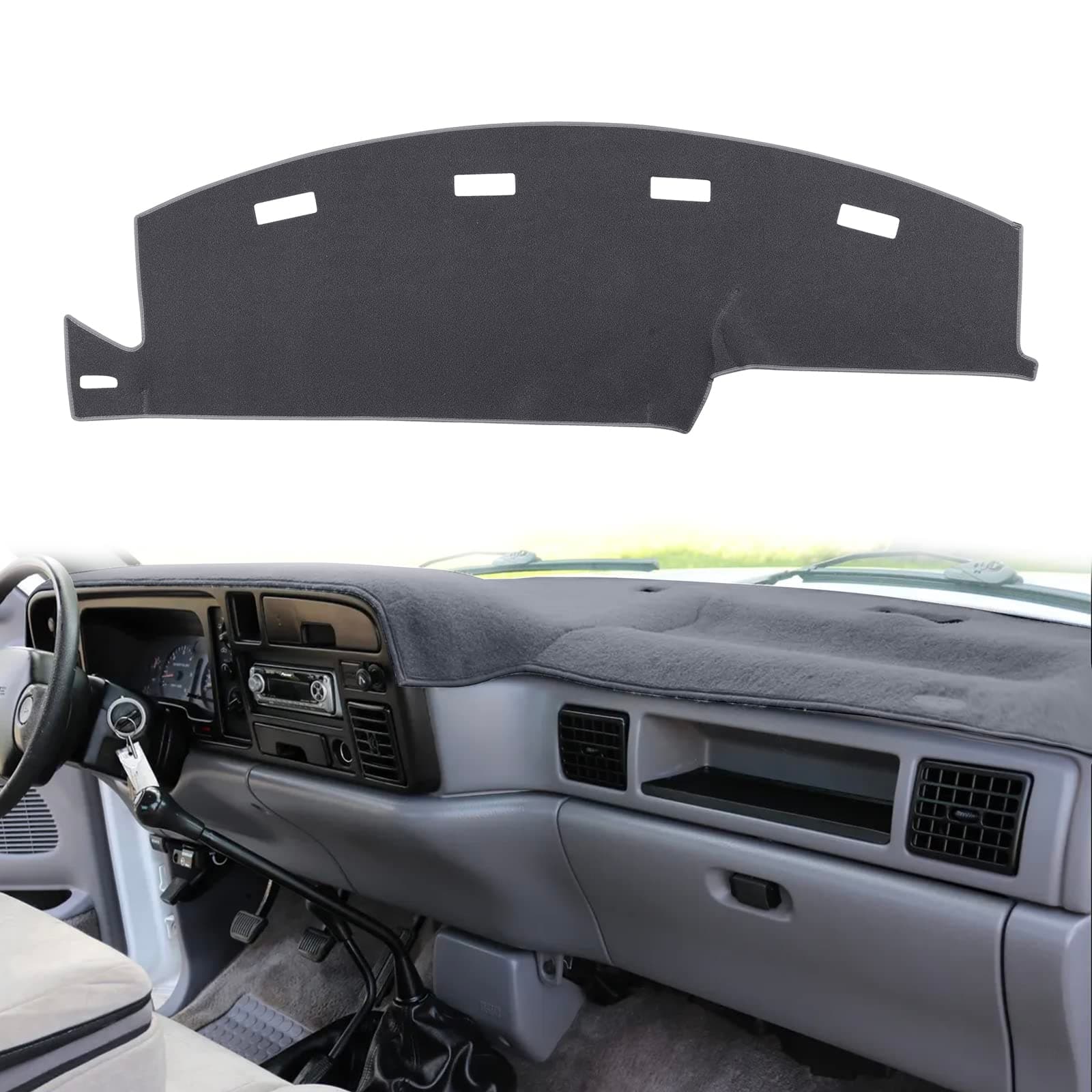 HanLanKa Dashboard Cover Dash Cover Mat Pad Custom Fit for Dodge Ram 1500 2500 3500 1994 1995 1996 1997 (Ram 94-97, Gray)