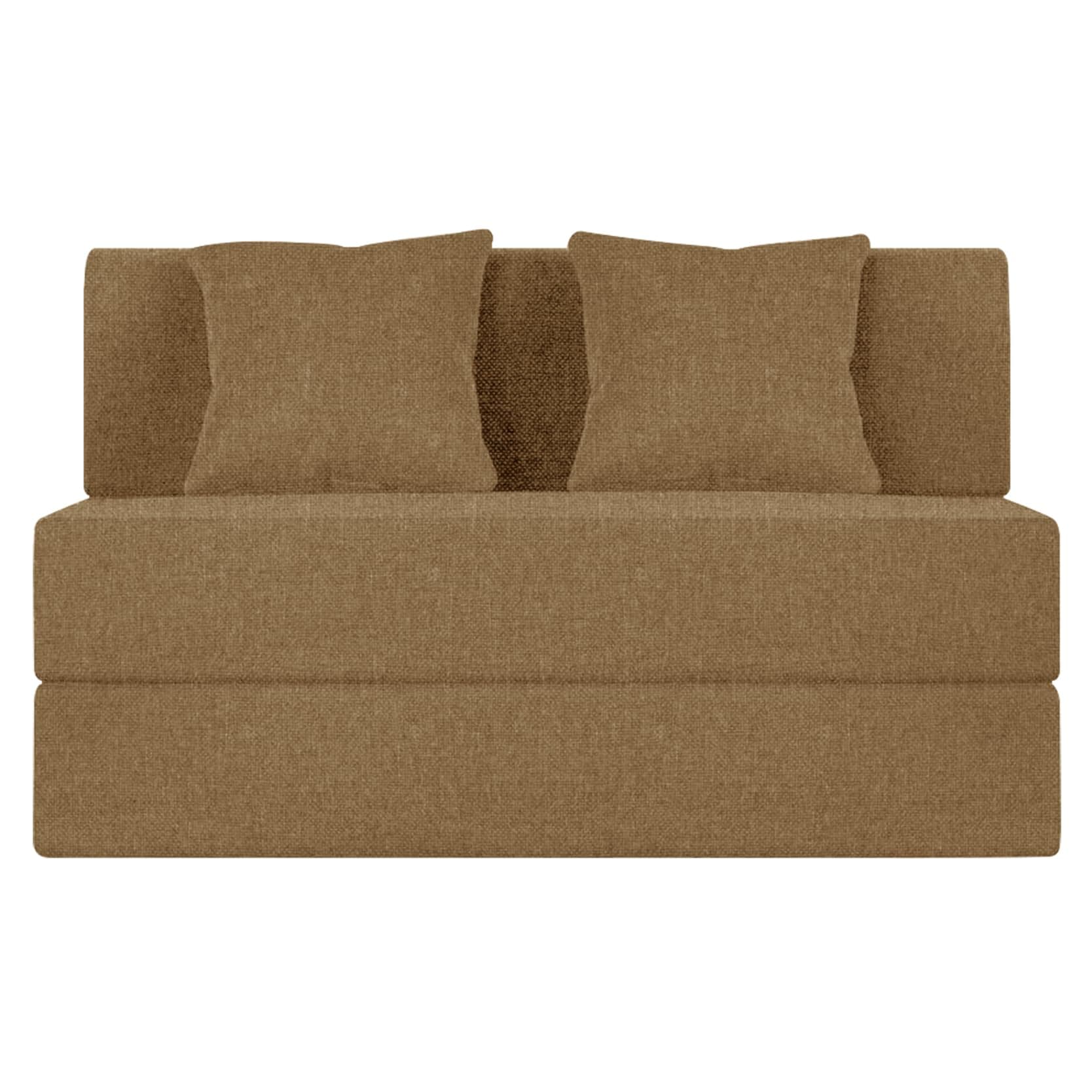 Dr Smith |Sofa Bed| Folding Sofa Cum Bed with Cushion for Home & Office | Mattress- Perfect for Guests | Jute Fabric-4X6-Feet- Golden