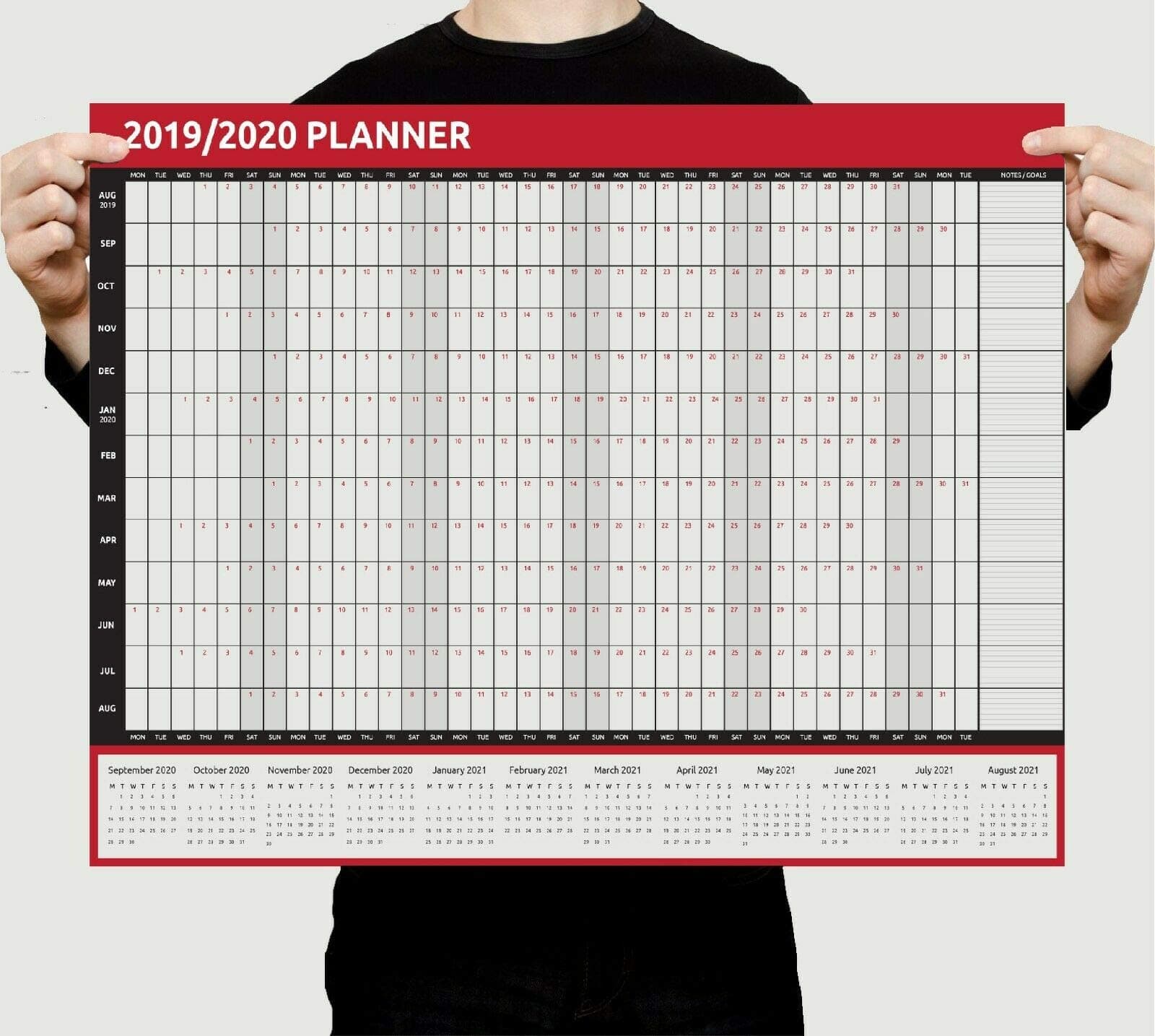 2019 2020 A2 Size Student Academic Year Wall Planner Calendar |Pack of 1,2,3 Aug to Aug Family Planner Boys Girls Home & Office Glossy 135g/m² Art Paper (Pack of 1)