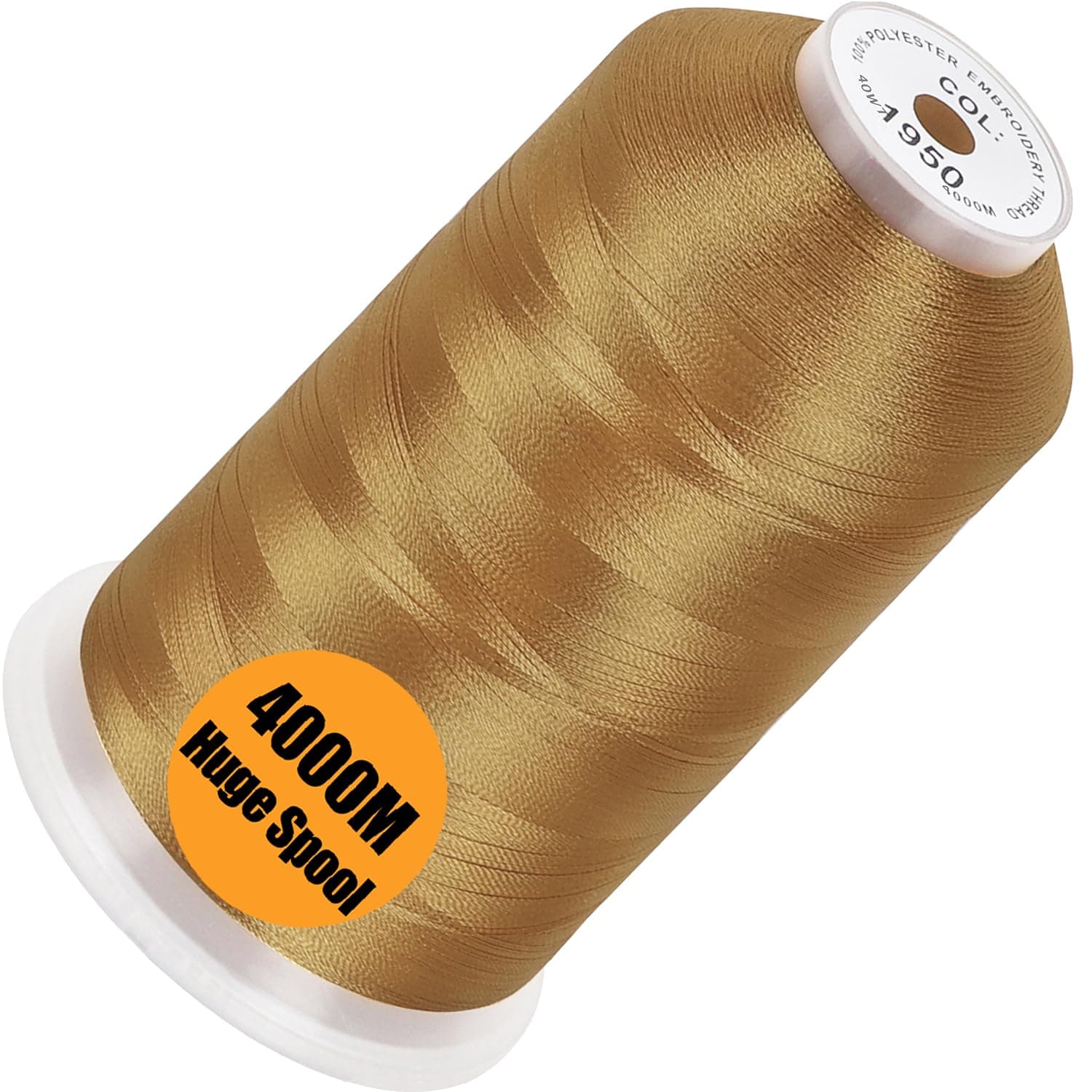 Single Huge Spool 4000M Each Polyester Embroidery Machine Thread 40WT for Commercial and Domestic Machines - Christmas Gold