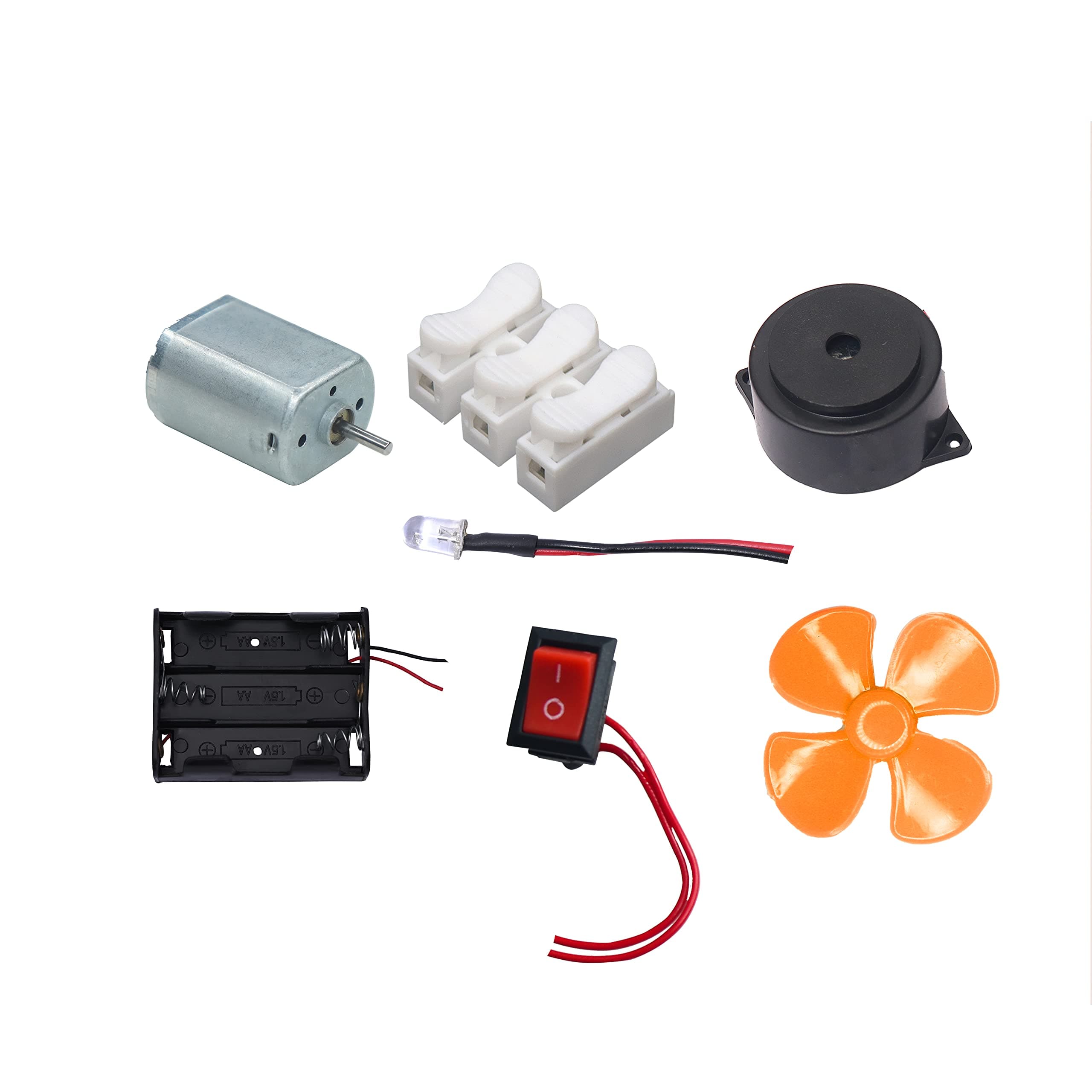 Electronic Spices Diy Mini School Projects Kit (Motor Battery Buzzer Kit For Hobbyists And School& College Students) Starter Kit With User Manual and Video Tutorial