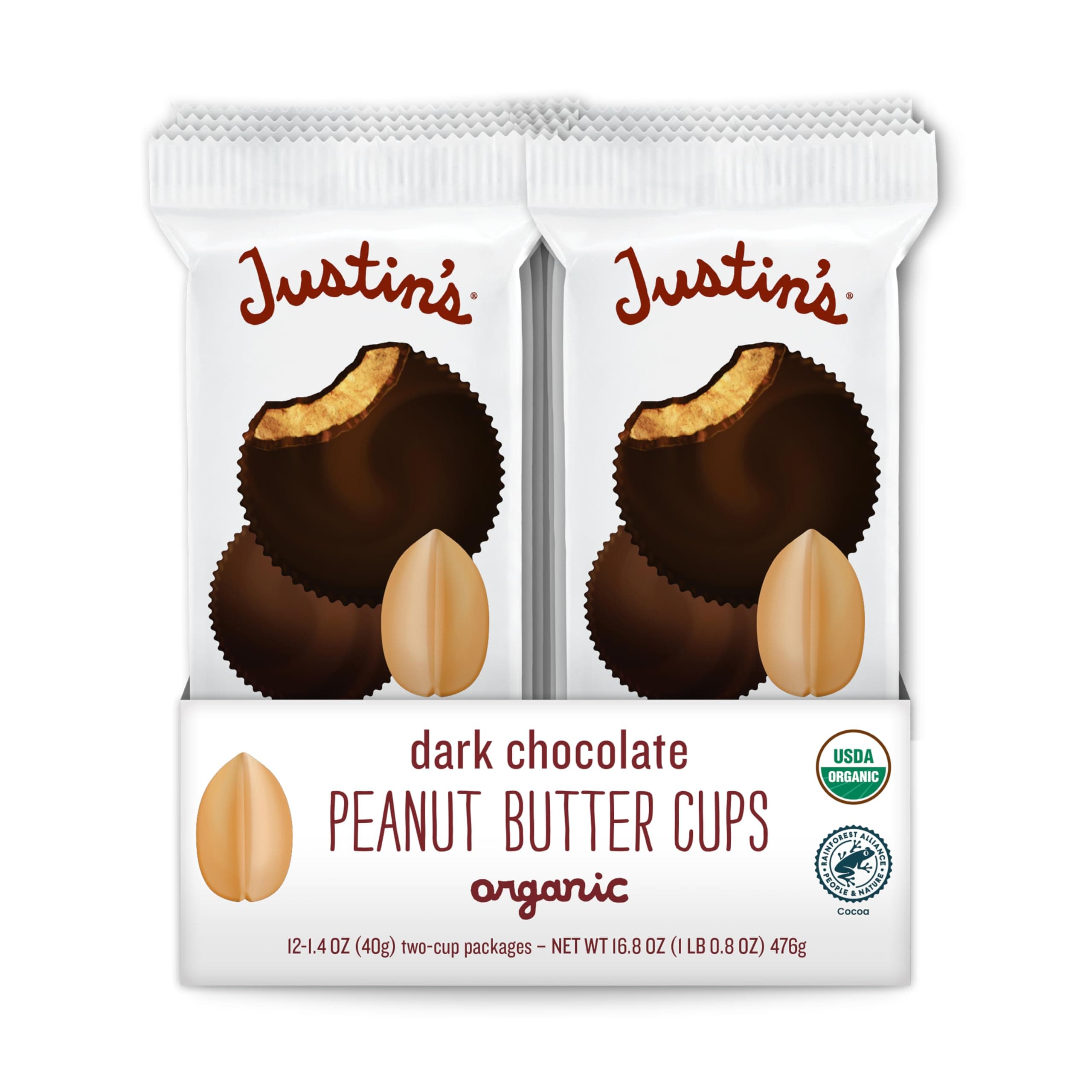 Organic Dark Chocolate Peanut Butter Cups, 12 Pack (2 cups each)