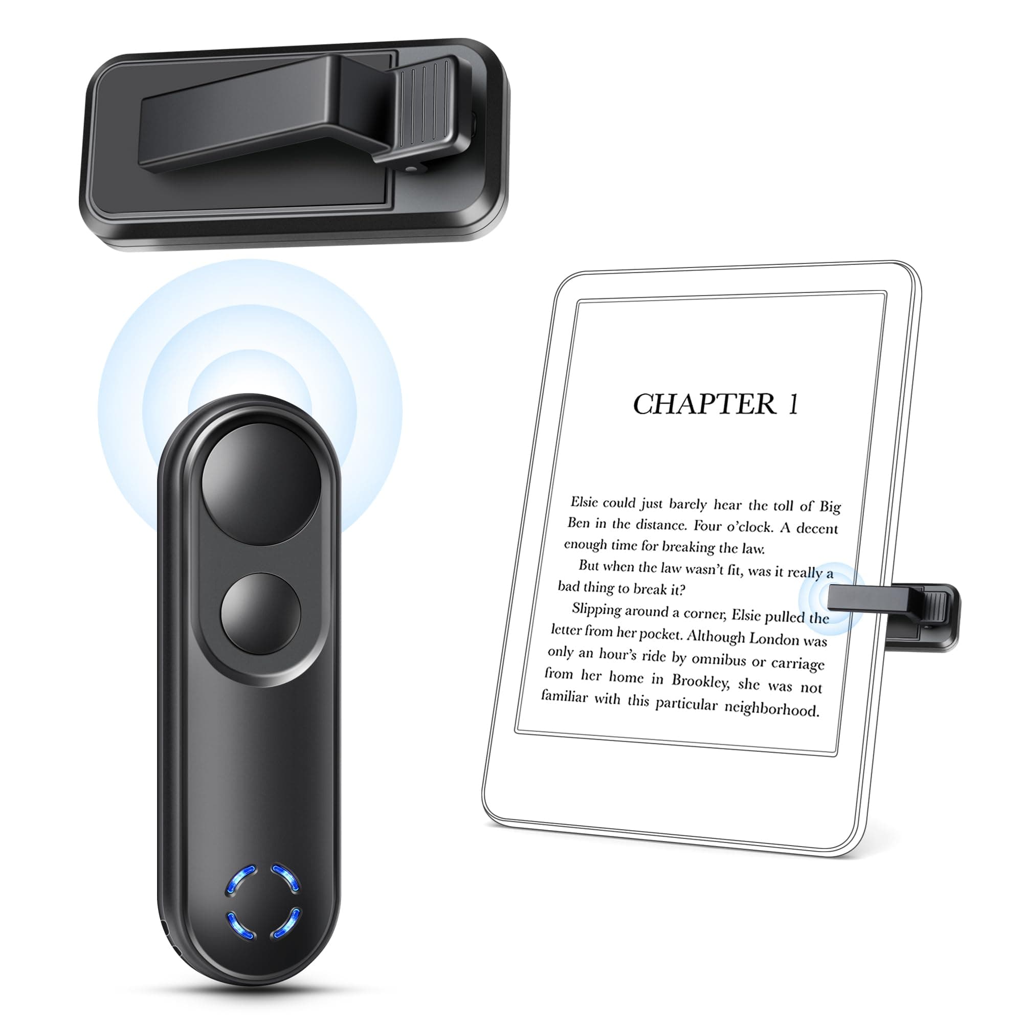RF Remote Control Page Turner for Kindle Paperwhite Oasis Scribe Kobo,Clicker Page Turner Kindle Accessories for iPhone,iPad, Android Tablets Reading Novels,Camera Video Record&Shutter Selfie
