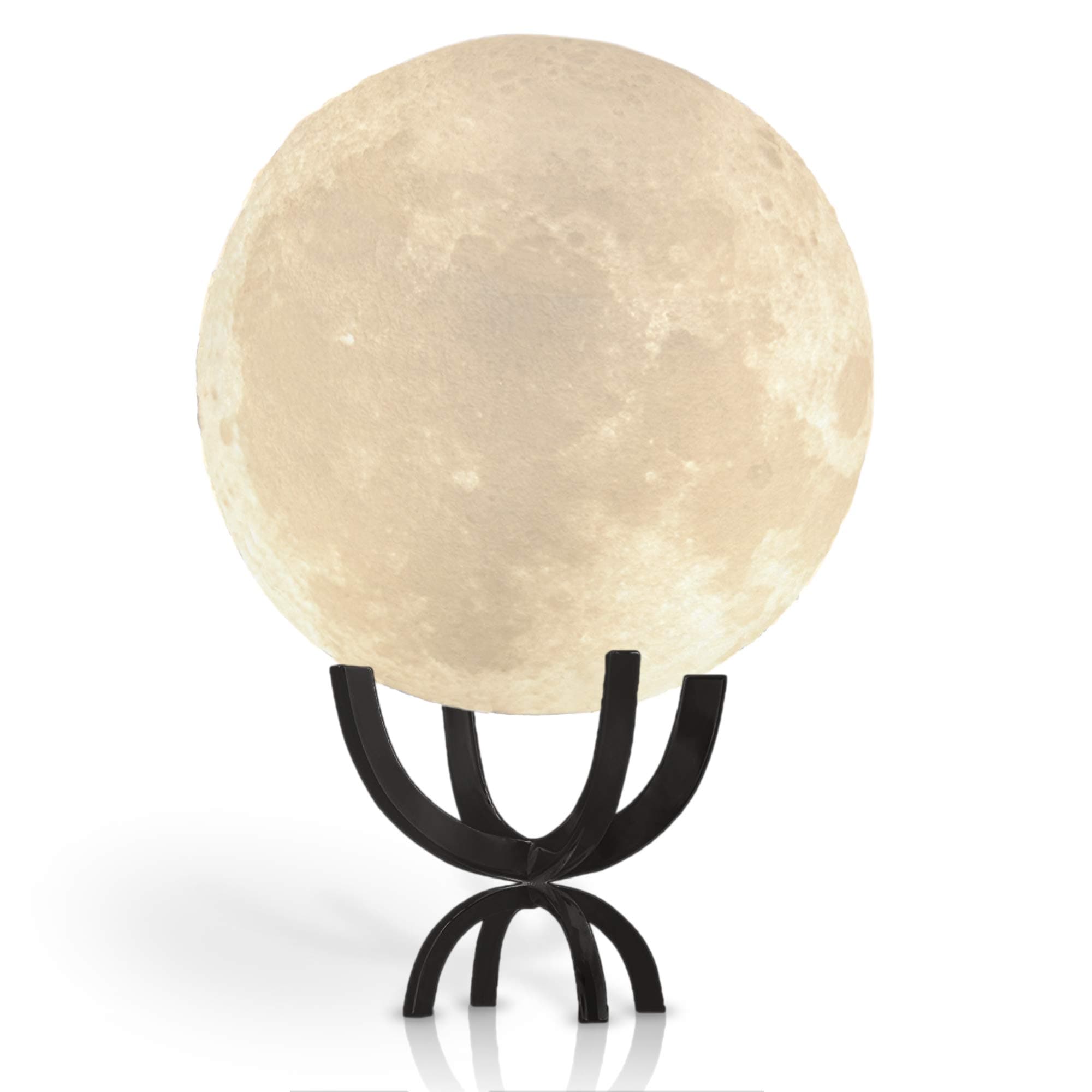 Moon Lamp LED 3D Printing Moon Night Light with Elegant Metal Stand, Decorative Luna Lamp, Good Gift for Baby Shower or Kids, (12cm)4.7in, Touch Control and Rechargeable by lil hoots (Black)
