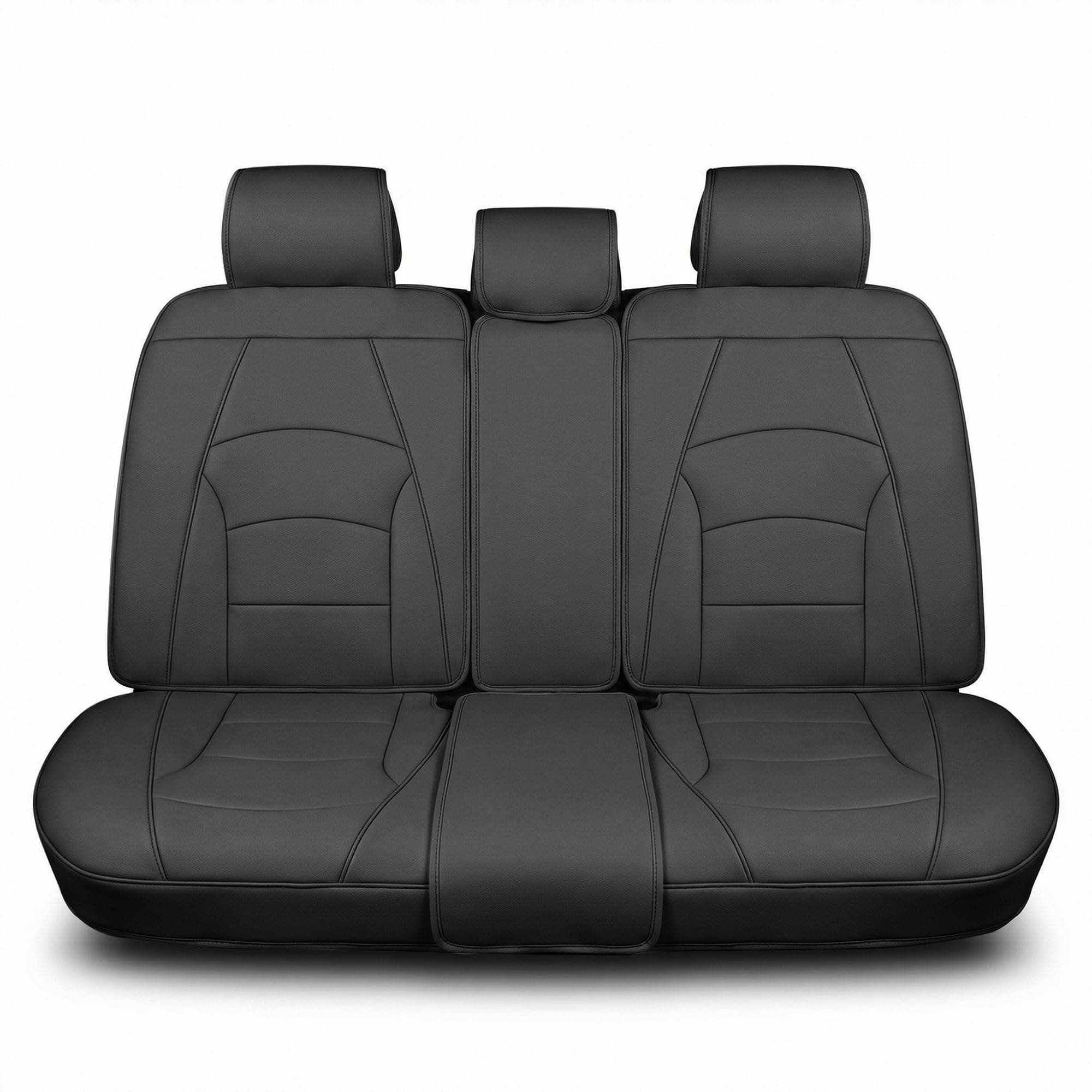 FH Group Car Seat Cover for Back Seat Solid Black Faux Leather - Universal Fit, Rear Seat Covers for Cars with Rear Split Bench, Car Seat Cushions, Car Interior Accessories for SUV, Sedan, Van