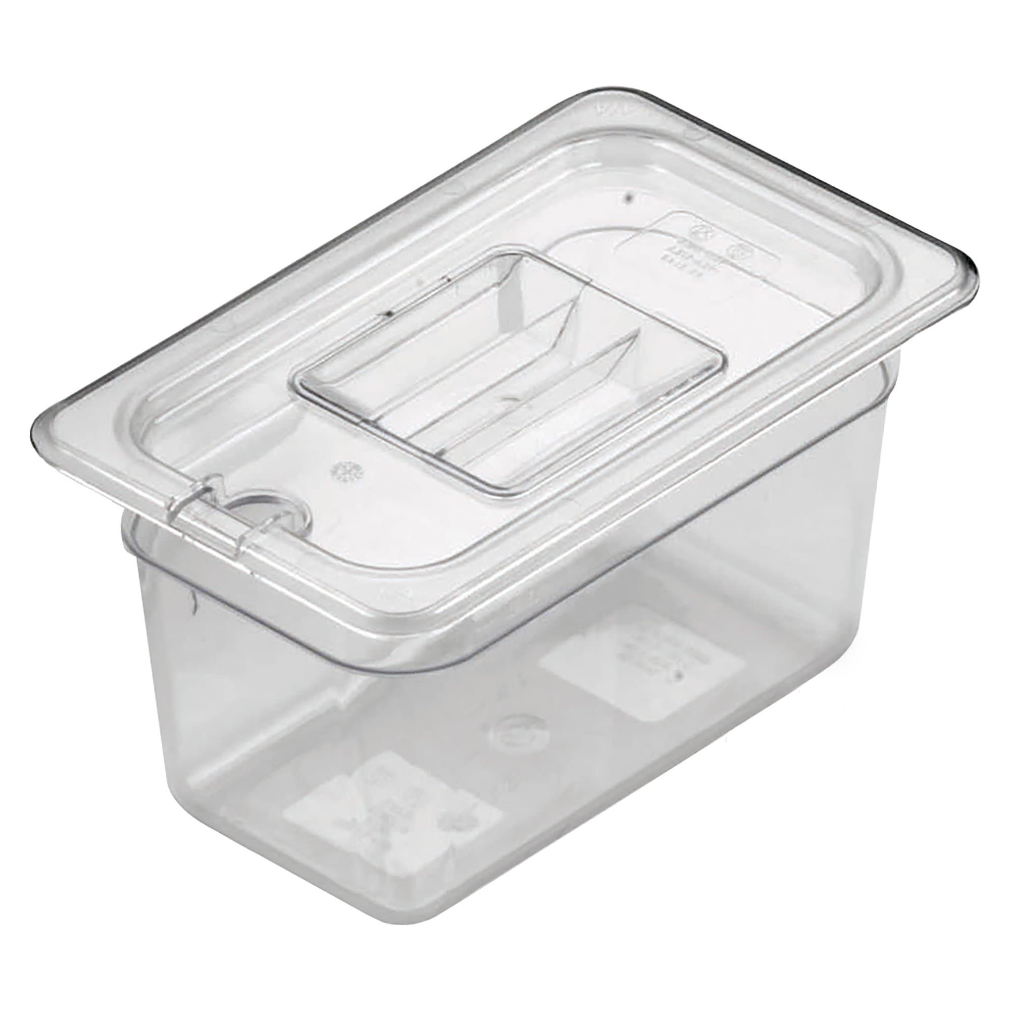Gastronorm Food Storage Container Deep Service Catering Pan, Durable Polycarbonate Dishwasher Safe BPA Free, 26.5 cm x 16.2 cm x 15 cm - Quarter Size, Clear