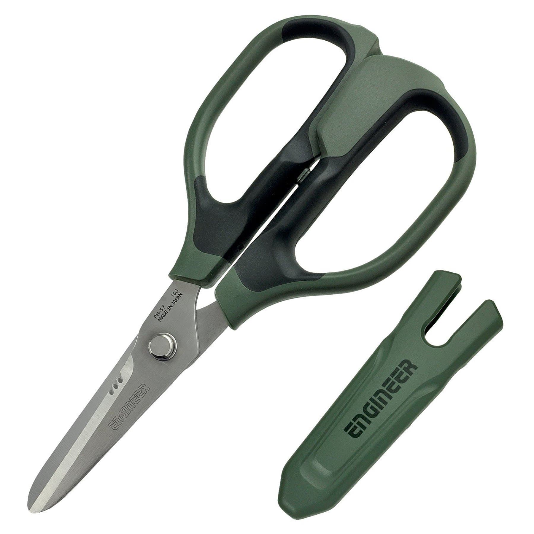 PH-57 8.3" Heavy Duty Combination Scissors, Made in Japan Multipurpose Shears, cuts kevlar fibre, leather belts, mains cable,copper braid, coaxial cable, rope & more.