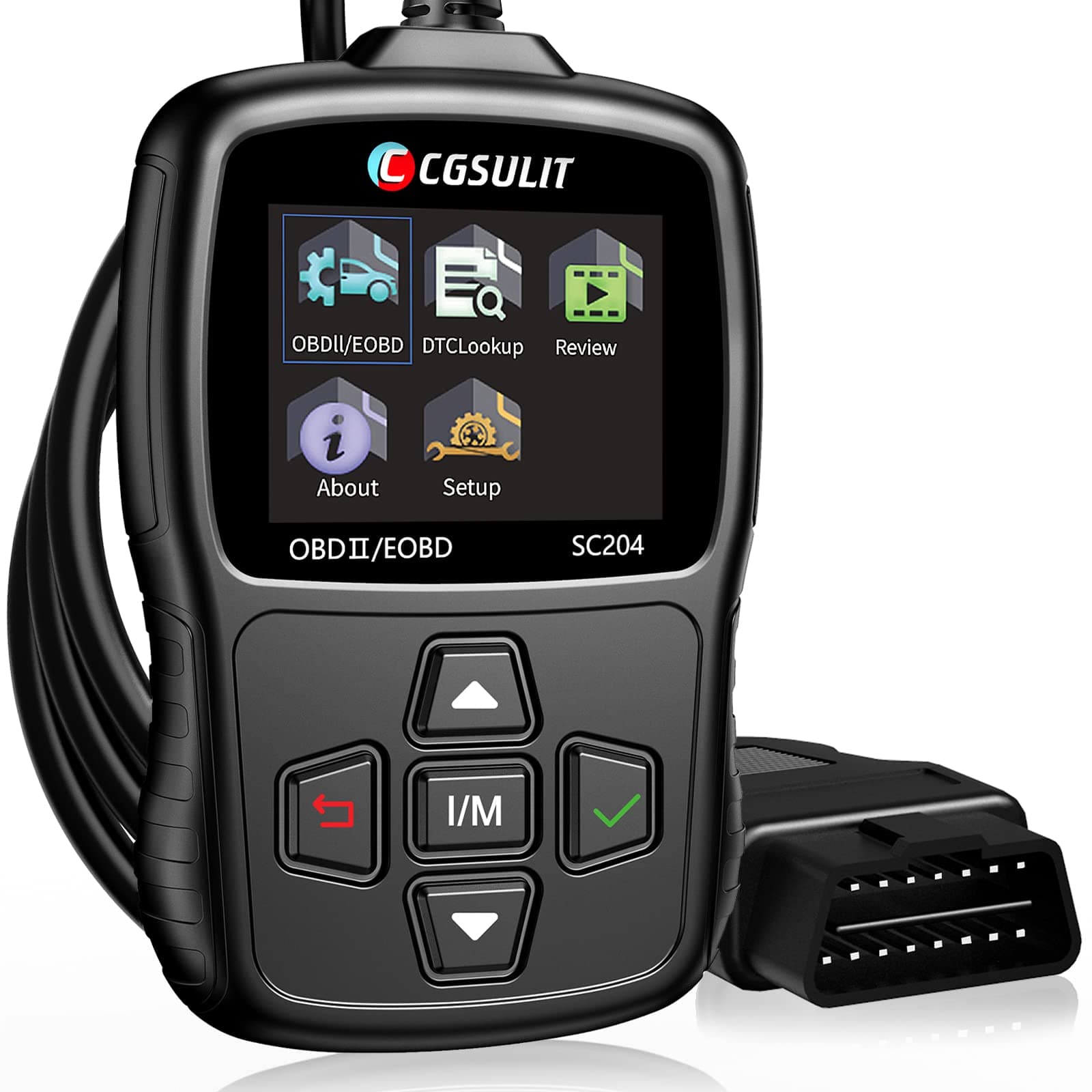 CGSULIT OBD2 Scanner Car Code Reader, New SC204 Mini OBDII Diagnostic Tool for Vehicle Check Engine Light, Emission Analyze, View Freeze Frame, Smog Check, Car Health Monitor and Repair Tool, Black