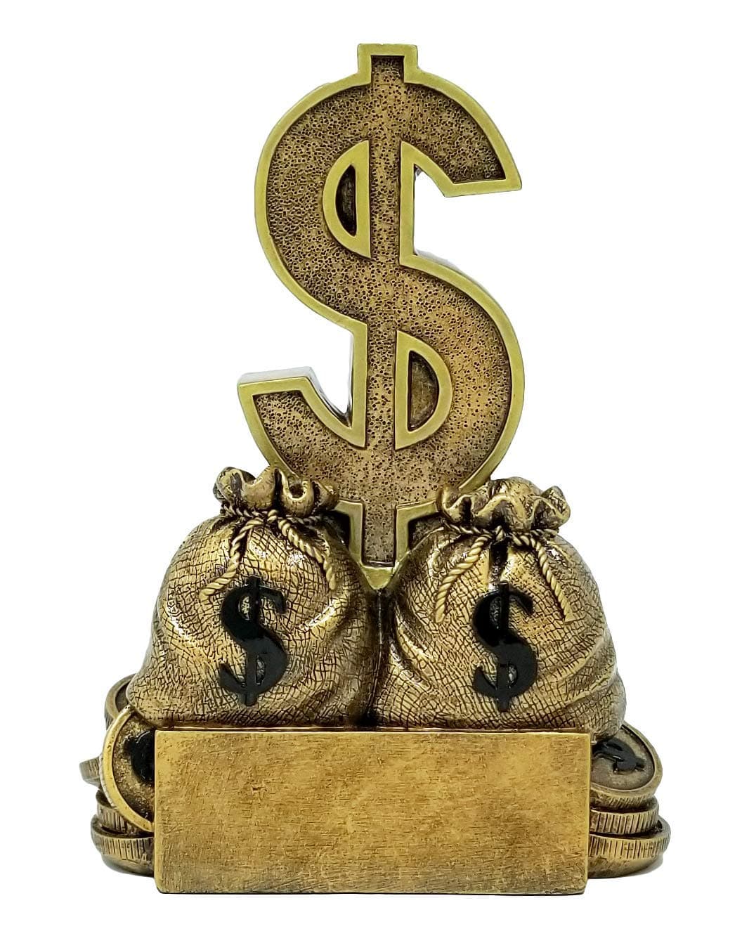 Decade Awards Dollar Sign Trophy - 6 Inch Tall - Stack of Money Award - Engraved Plate on Request