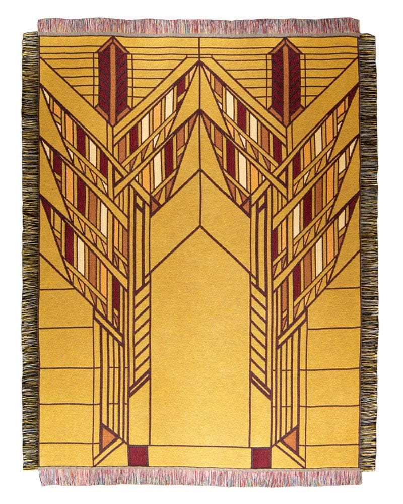 Uni-Art Frank Lloyd Wright Dana Sumac Design 100% Cotton Tapestry Throw Blanket for Living Room or Bedroom. Dimensions: 68 inches x 48 inches