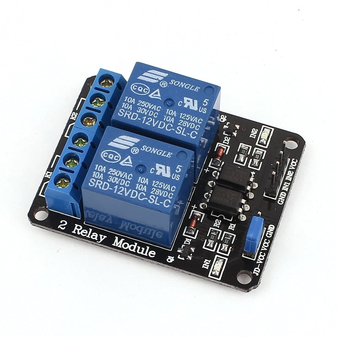 Optocoupler-Isolated 2 Channel DC 5V Relay Module for Arduino Raspberry Pi MEGA 2560 DSP AVR PIC ARM MCU STM32, Electronic Experiment, Smart Home, Industrial Control, Robot