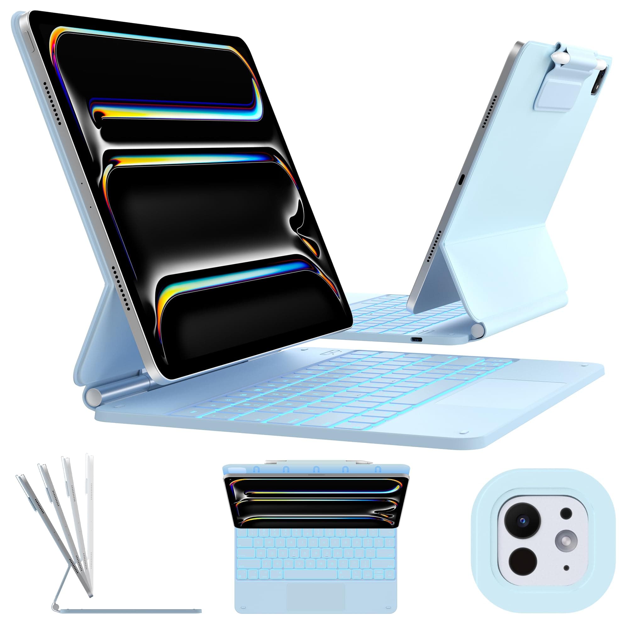 typecase Keyboard Case for iPad Pro 13-inch (M5 2025 / M4 2024), Magic Keyboard with 11 Colors Backlight, Keyboard Case with Pencil Holder, Multi-Touch Trackpad, Easy-Set Magnetic Stand, Light Blue