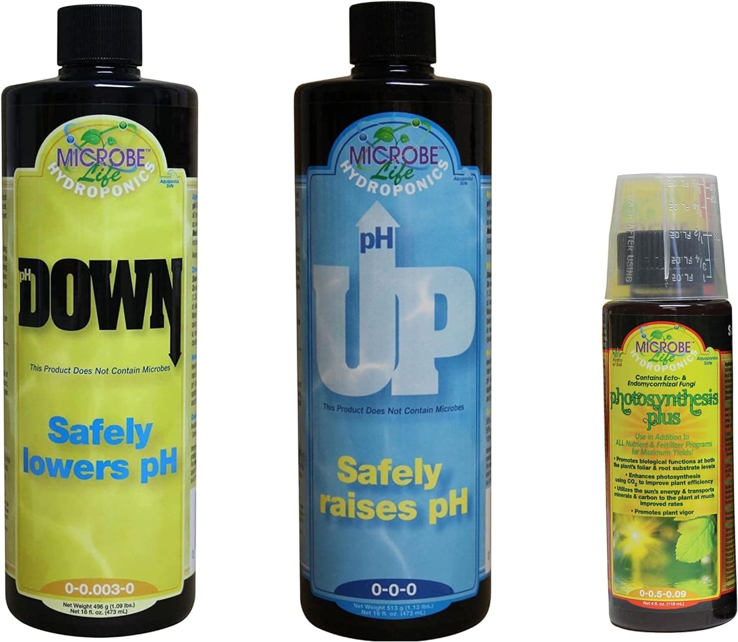 Microbe Life Hydroponics pH Control Kit - Stable Above and Down pH, 16 oz Bottle, 4 Ounces - Premium Liquid Nutrient Sample