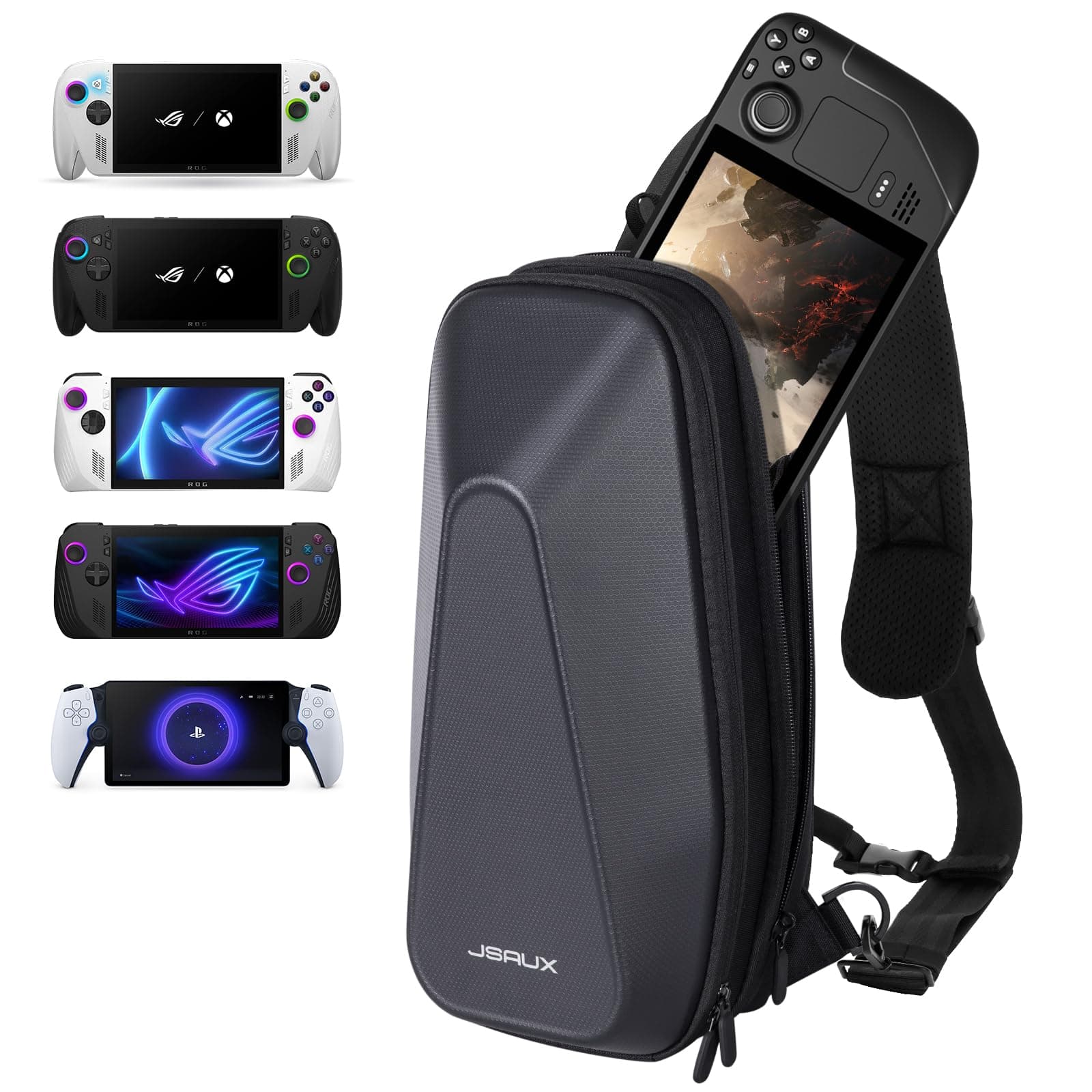 Carrying Case for Steam Deck Console & Accessories, Hard Shell Protective Crossbody Double-layer Backpack with Multi-Pockets For AC Adapter, Steam Deck Docking Station&Accessories BG0105