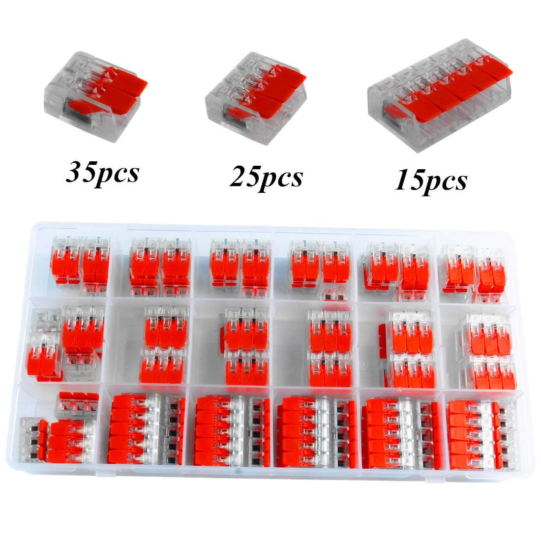 TDOK Lever Nuts, Wire Connector Compact Splicing Connector Lever Nut Kit for Electrical Wires Solid Stranded Flexible Wires A221-412 A221-413 A221-415