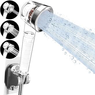 Luxsego Ionic Shower Head with Replacement Hose and Holder, High Pressure & Water Saving Showerhead for Best Shower Experience, Anion Energy Ball Handheld Shower for Dry Hair & Skin SPA
