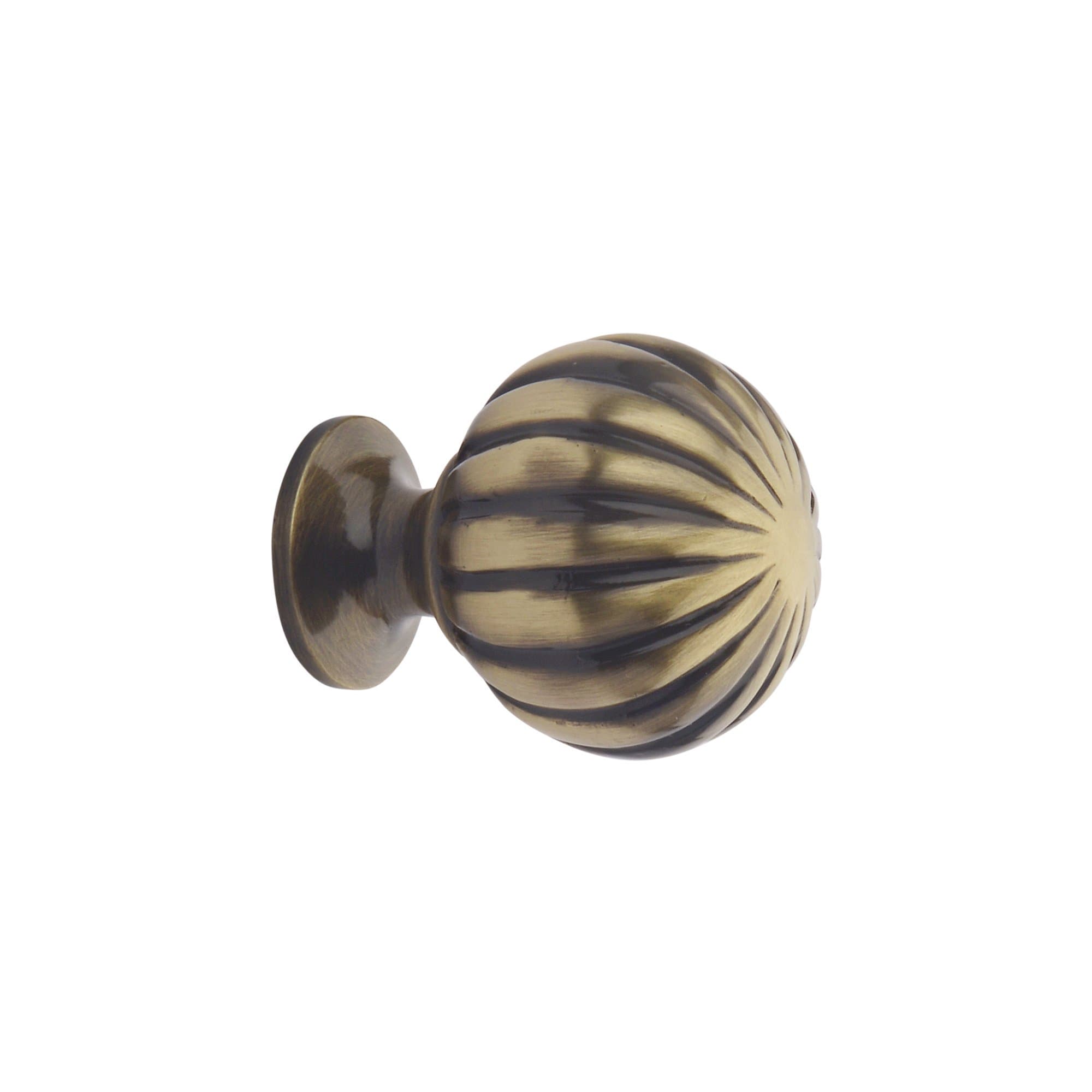 Fluted Antique Brass Cabinet Doors/Drawers Pull Handle Knob - Brownish Gold.