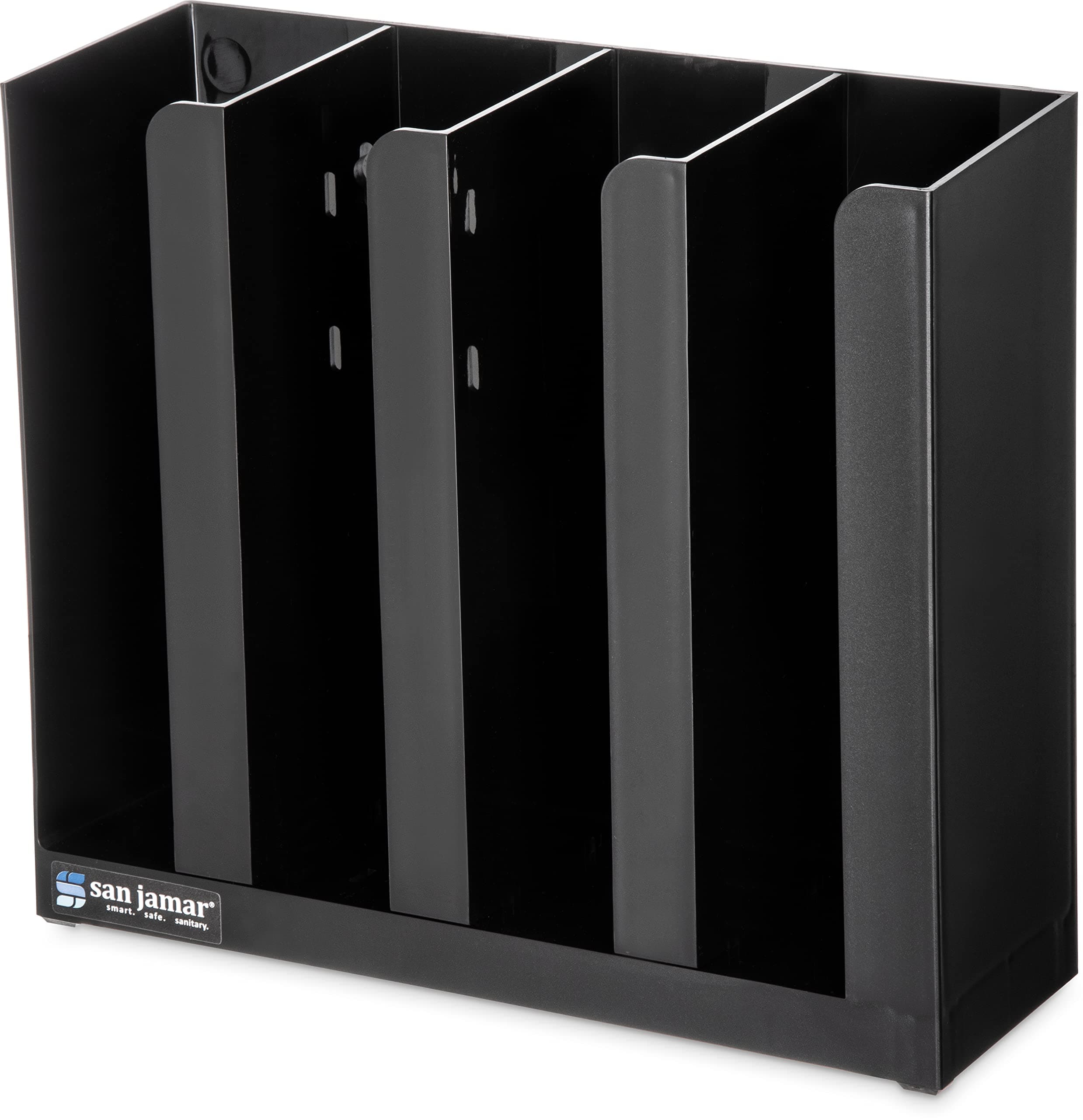 Portion Cup and Lid Organizer Fits 2-3" Cups and Lids with Removable Dividers for Kitchen, Restaurant, and Fast Food, Plastic, 10 x 11.5 x 3.75 Inches, Black