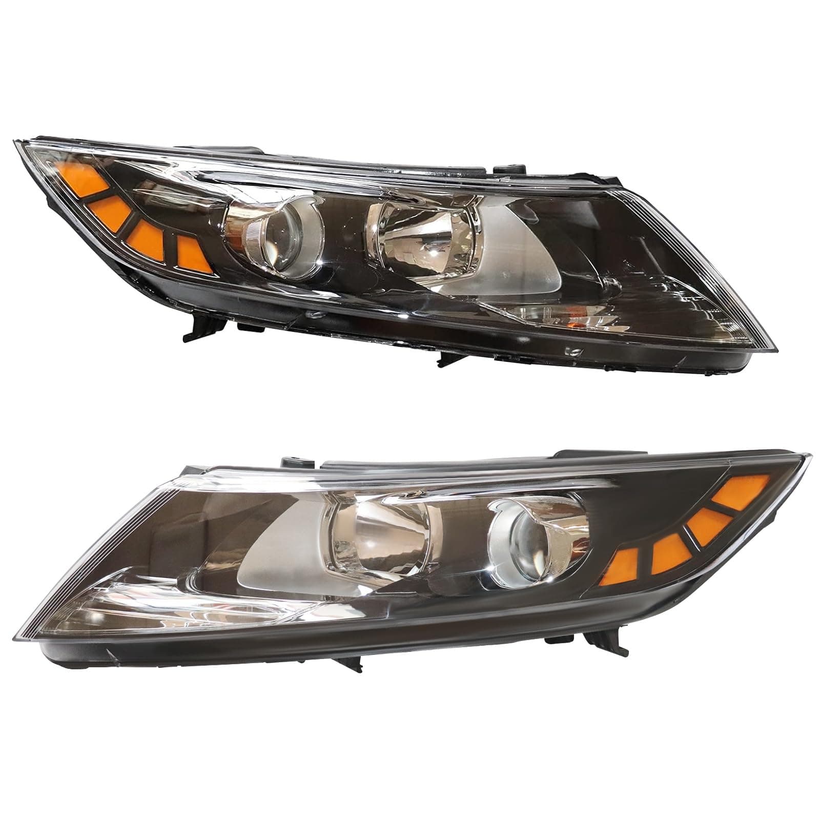 LOYALHEARTDY For 2011 2012 2013Kia Optima Low Configuration Halogen Headlight Assembly, Left Driver and Right Passenger Side Front Headlight Chrome Housing Headlamp, 921012T121 921022T121
