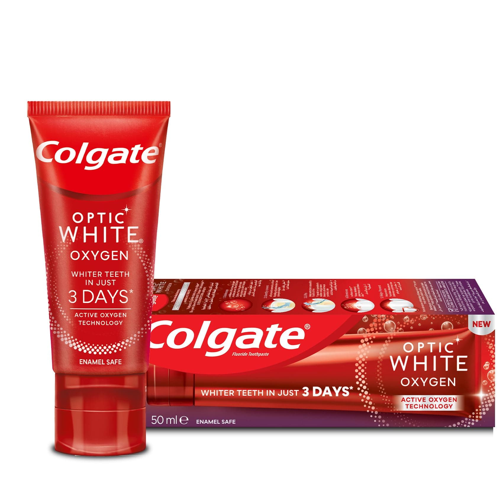 Toothpaste Optic White Oxygen, Teeth Whitening Toothpaste, Whiter Teeth in Just 3 Days, 50ml
