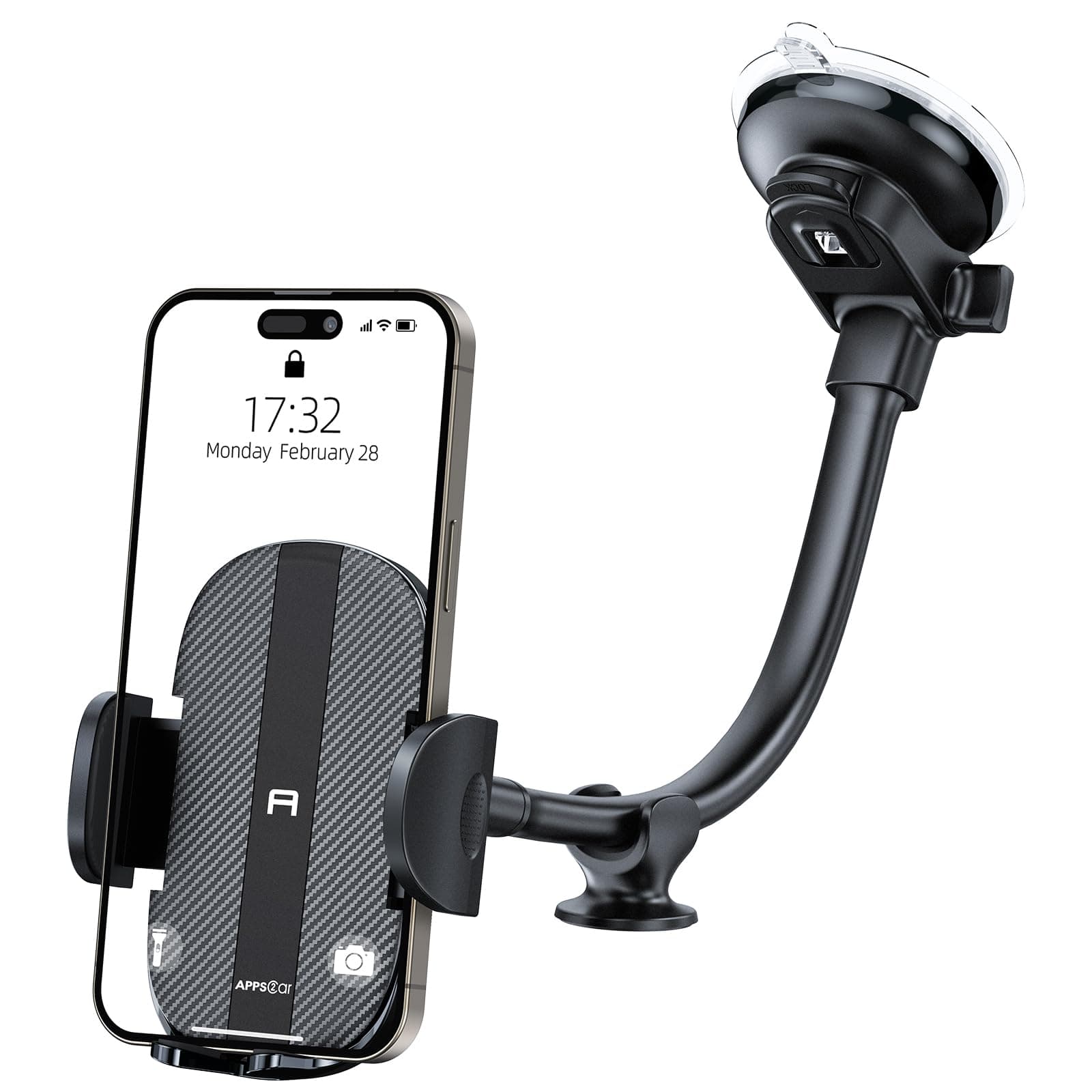 APPS2Car Car Phone Holder - Windshield Mount, Strong Suction, Compatible for 4.7-6.8" iPhone 14/13/12 Pro Max, Samsung S22+