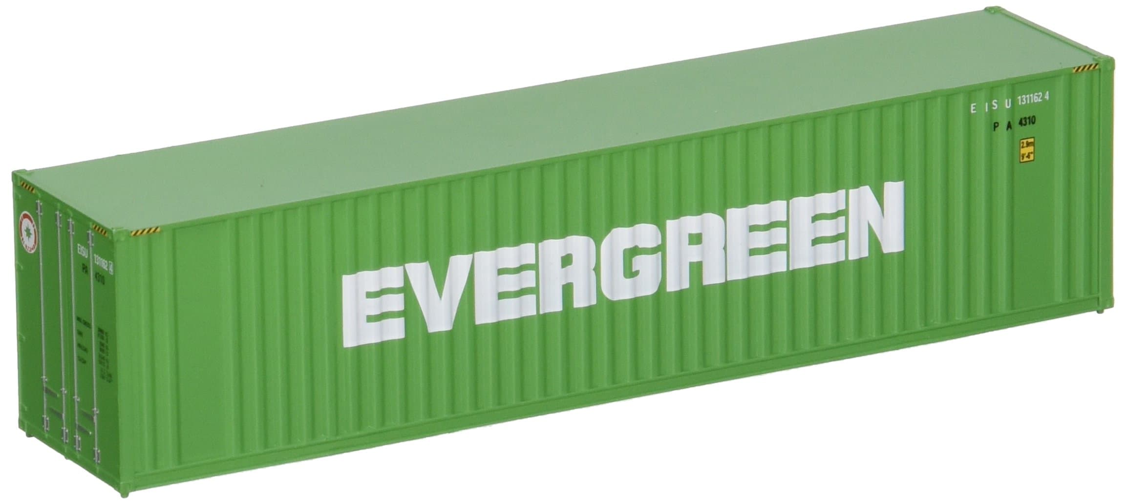Walthers SceneMaster 40' Hi-Cube Corrugated Container w/Flat Roof-Evergreen (Green, White) 949-8202 HO Scale Model Railroad - Freight Model