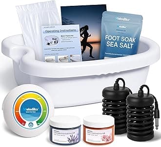 Ionic Foot Bath Detox Machine, Premium Ion Foot Spa for Home Use, Includes 3 Sea Salts (Original/Rose/Lavender), Basin, 2 Ion Arrays & Accessories, Perfect for Parents/Seniors/Partner/Self, White