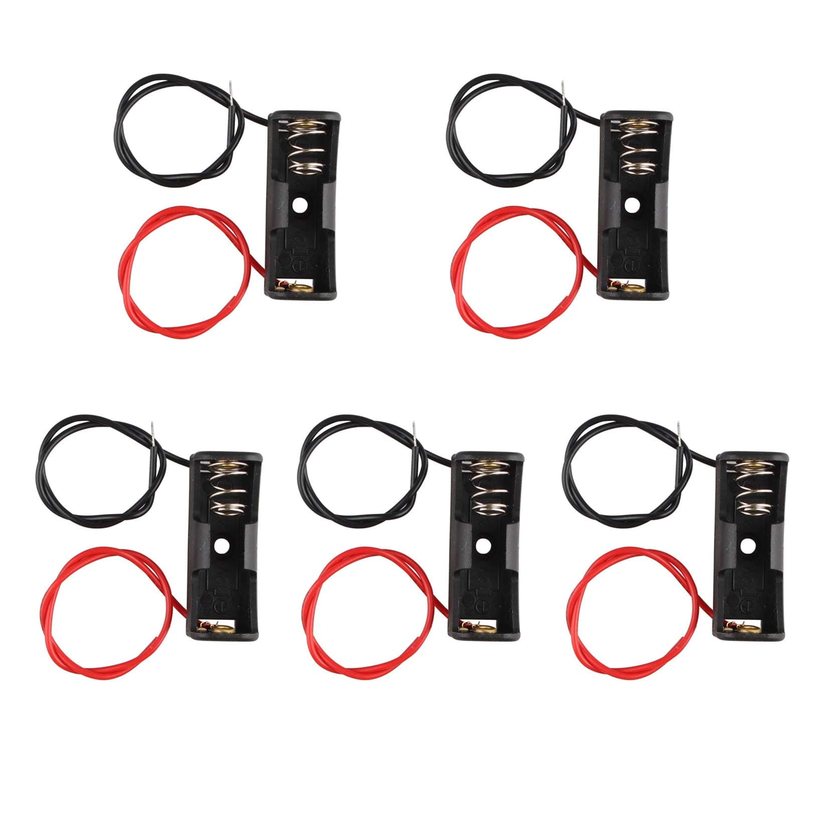 5Pcs 12V A23L 23A Plastic Spring Clip Battery Holder Case Storage Box with Wire Leads Black