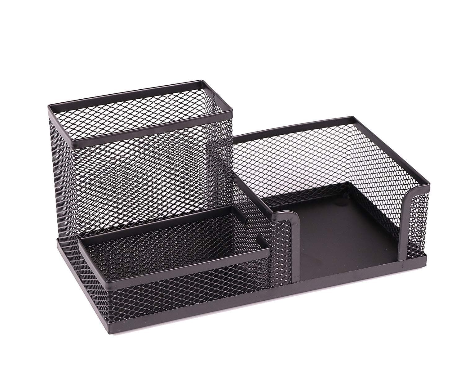 Goodwill Tech™ Mesh Pen Stand, Black 3-Compartments Metal Mesh Pen-Pencil Stationary Tool Desk Organizer
