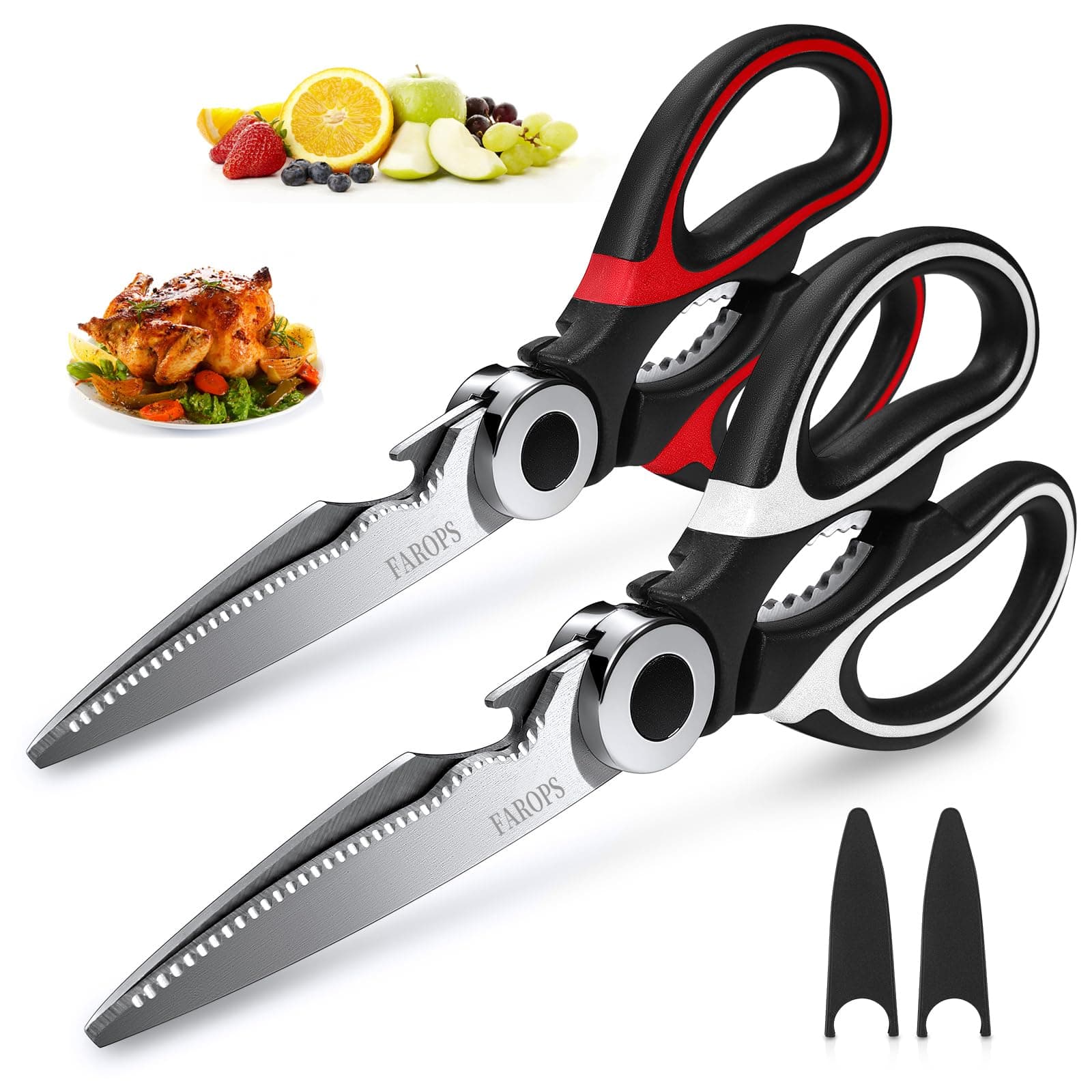 Kitchen Scissor For General Use 2-Packs,Heavy Duty Kitchen Raptor Meat Shears,Dishwasher Safe Cooking Scissors,Stainless Steel Multi-function Scissors For Food,Chicken,Poultry,Fish,Herbs