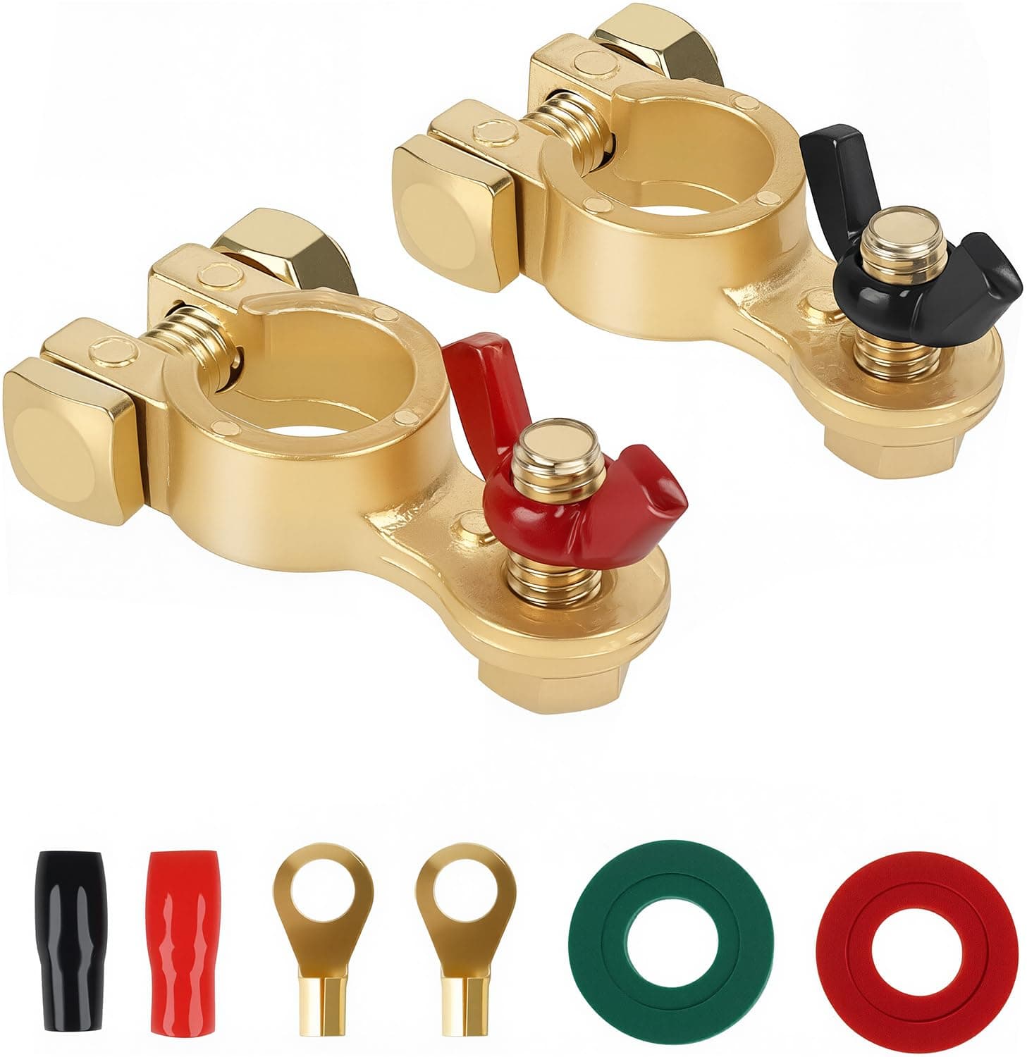 Car Battery Terminal Connector, Pure Copper Cable End Top Post Clip Positive and Negative Pole, Applicable to Automobile, Truck, RV and Yacht Accessories