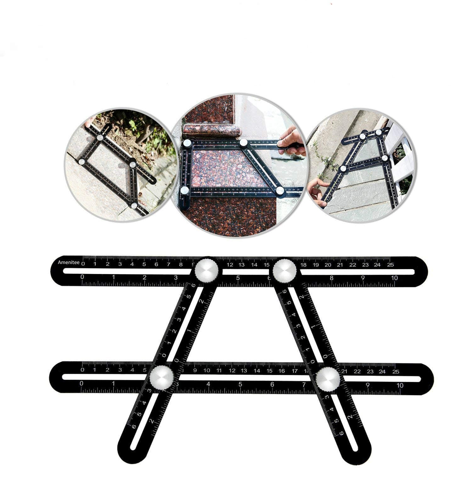 Angle Layout Measuring Ruler - Universal Ruler, Multi-Angle Measuring Tool, Aluminum Alloy, Black