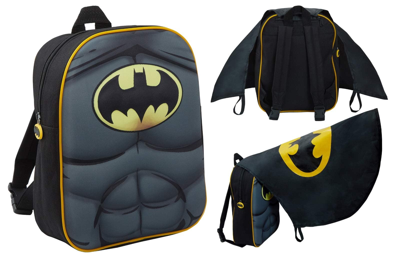 Batman 3D Backpack with Folding Cape for Kids DC Comics