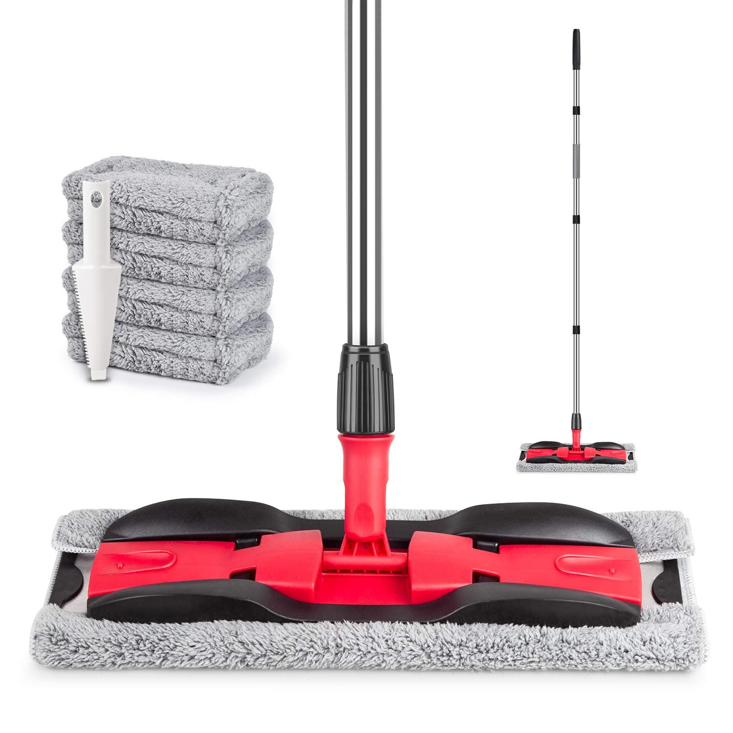 – MEXERRIS Microfibre Mops for Cleaning Floors - Floor Flat Mop with 4 Reusable Pads & 59"Adjustable Handle - Dry Dust Mops for HardwoodWood Laminate Tile Floors Cleaning - Commercial Home Mop