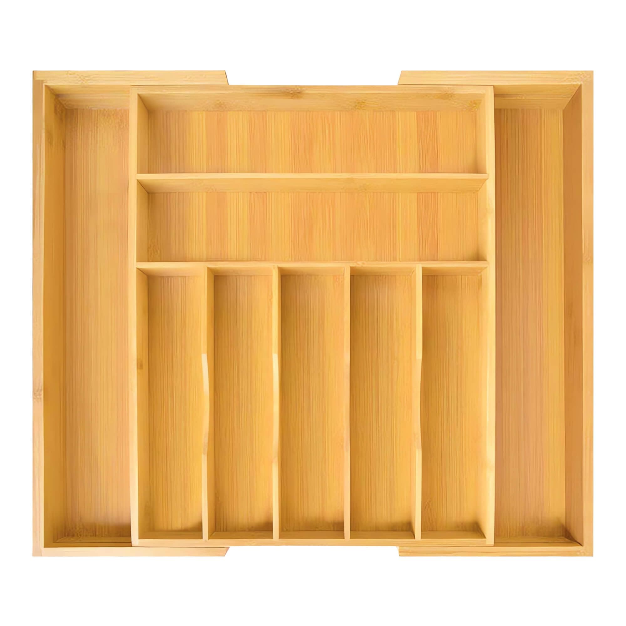 Celerity Bamboo Kitchen Drawer Organizer, Expandable Silverware Organizer and Cutlery Tray, Wood Drawer Dividers Organizer for Flatware and Kitchen Utensils (9 Slots)