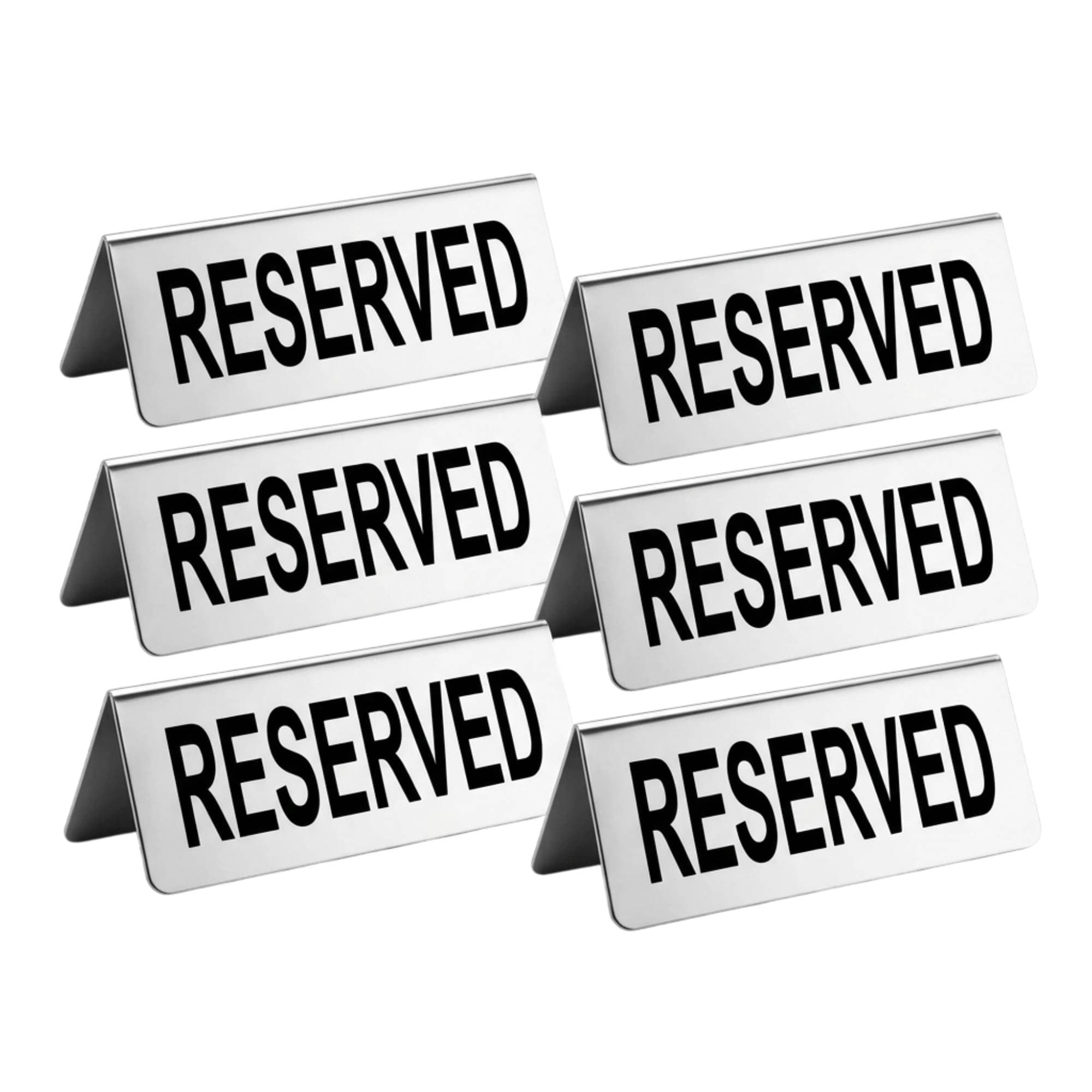FINALITY Stainless Steel Reserved Table Sign Board Silver Pack of-(6)