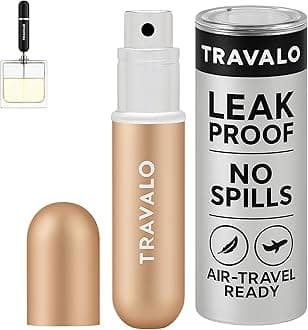 Travalo Classic HD Perfume Atomizer - Leak-Proof and TSA Approved for Air Travel - Reusable, Airtight, Easy-Fill Mini Pump Sprayer - Lightweight, Elegant Design w/Volume Window - Gold 0.17oz