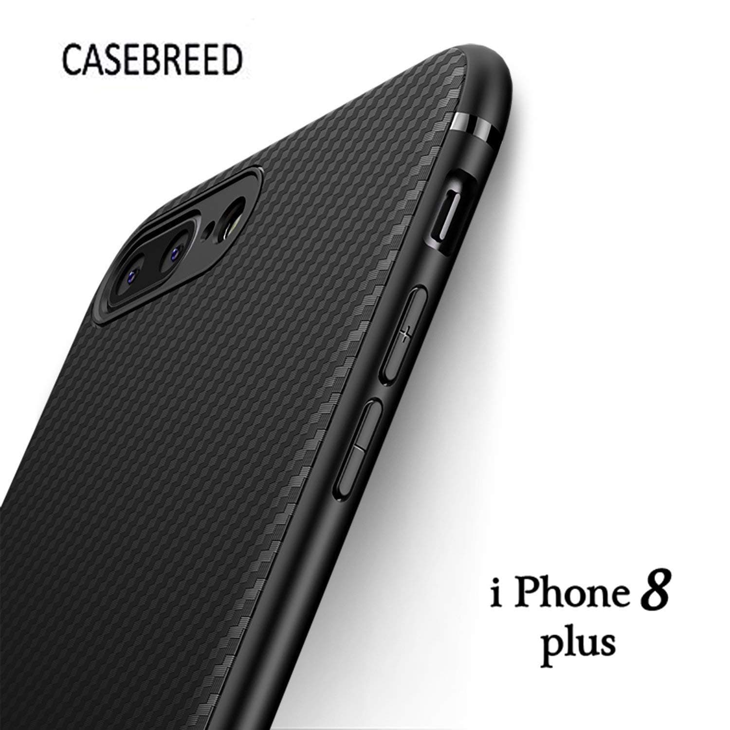 Accessories Innovator iPhone 8 Plus Case Full Protection Edge Carbon Fiber Skin + Silicone TPU Material Soft Back Case…