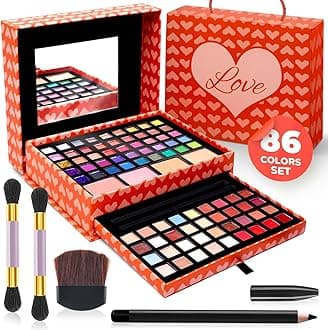 Toysical Makeup Kits for Teens - 2-Tier Love Make Up Gift Set and Eyeshadow Palette for Teen Girls and Juniors -Variety Shade Array - Full Starter Kit for Beginners or Pros by