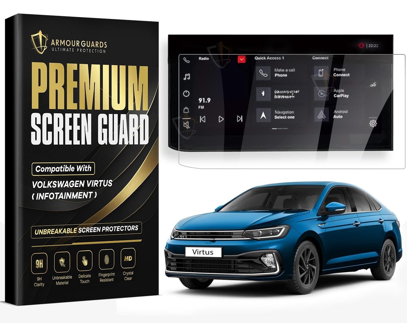 Touch Screen Protector for Volkswagen Virtus 10.1 Inch Infotainment System (Transparent) Navigation Screen Virtus Accessory (Not A Tempered Glass)