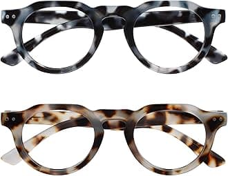 OPULIZE RIO Blue Light Blocking Reading Glasses - 2-Pack - Flat Top Frame - Brown & Blue Tortoiseshell - Unisex - Spring Hinges - BB53-23 - +3.00