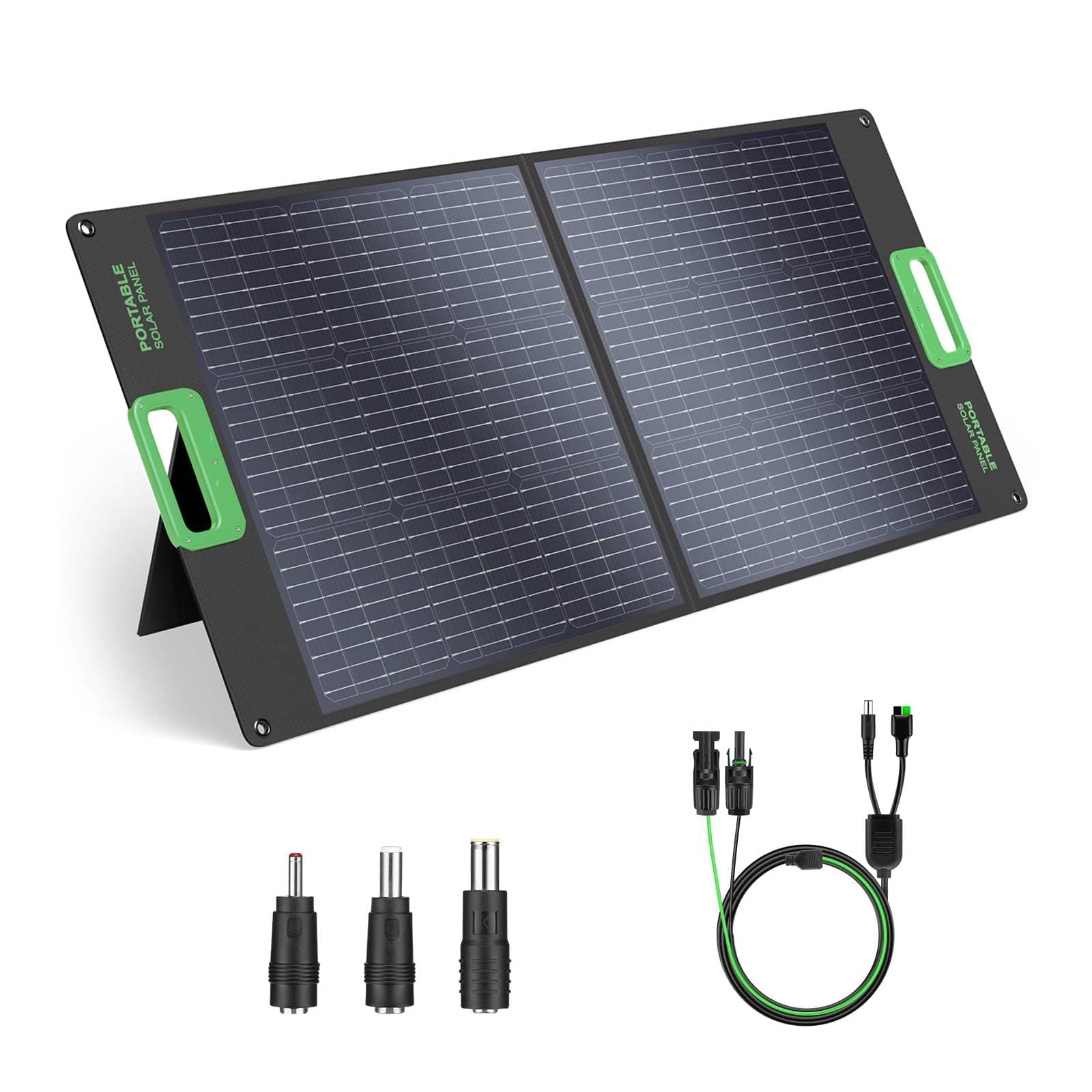 GRECELL 100W Portable Solar Panel for Power Station Generator, 20V Foldable Solar Cell Solar Charger with High-Efficiency Battery Charger for Outdoor Camping Van RV Trip