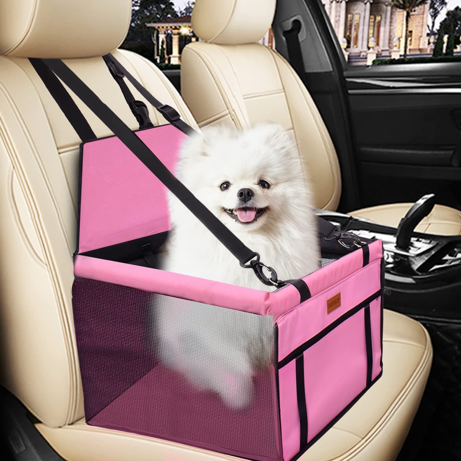 SWIHELP Dog Car Seat With PVC Support Pipe Foldable For Small Pets Puppy Cat Travel