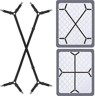 Bed Sheet Holder Straps - Sheet Straps Adjustable Bed Sheet Clips Fasteners Keep Sheets Stays in Place,2Pcs/Set Black