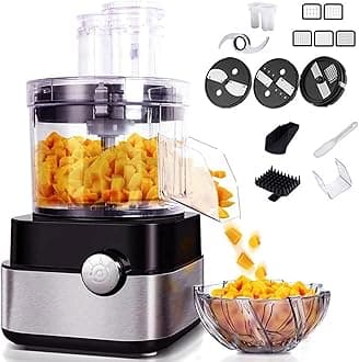 Commercial Food Processor 20-Cup Electric Vegetable Dicer Chopper 600W 5 in 1 Professional Veggie Shredder Grater Multifunctional Meat Grinder Blender with 5 Stainless Steel Blades