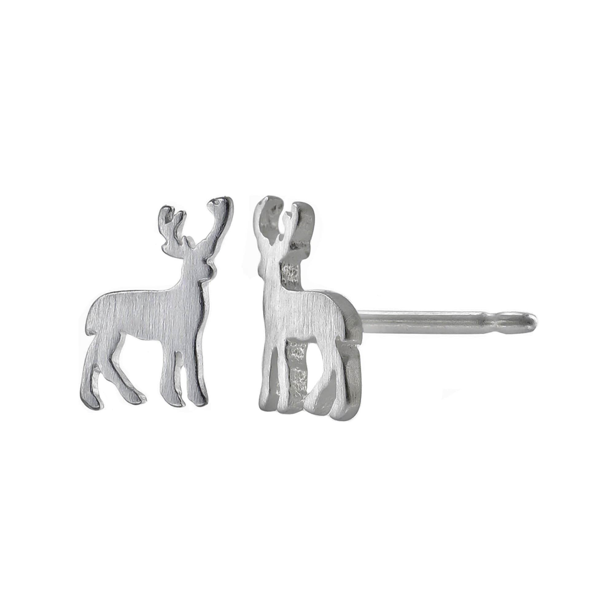 Jewelry Sterling Silver Matte Deer Stud Earrings
