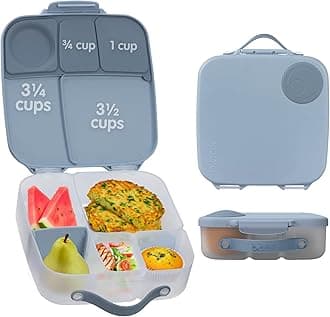 b.box Lunch Box for Big Eaters All Ages - 8.5 Cup Leak Proof Bento Box with 4 Compartments, School Lunch Container with Ice Pack, Dishwasher Safe, BPA-Free, PFAS-Free - Chill Out