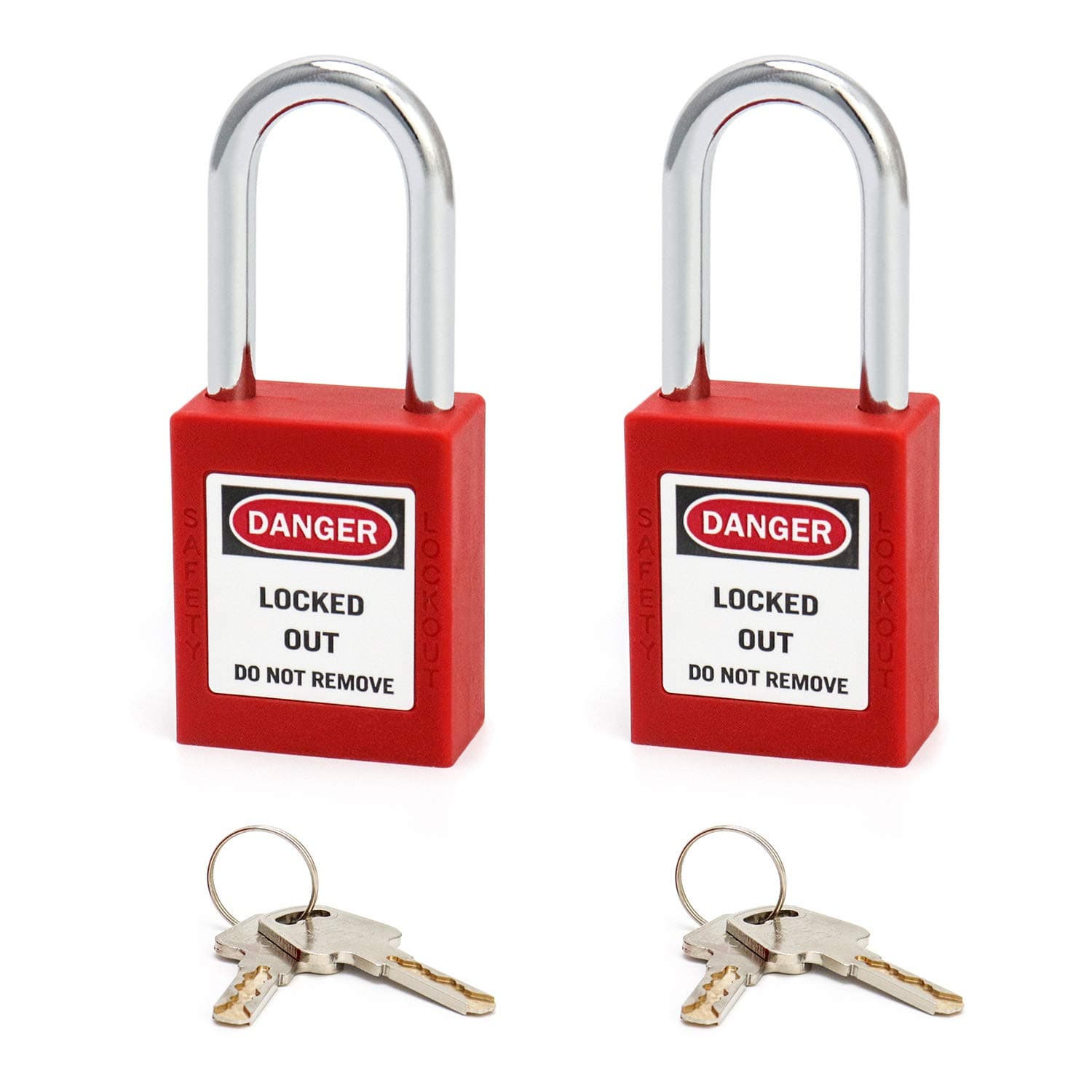 Security Padlock, 2 Padlocks with 4 Keys, Red