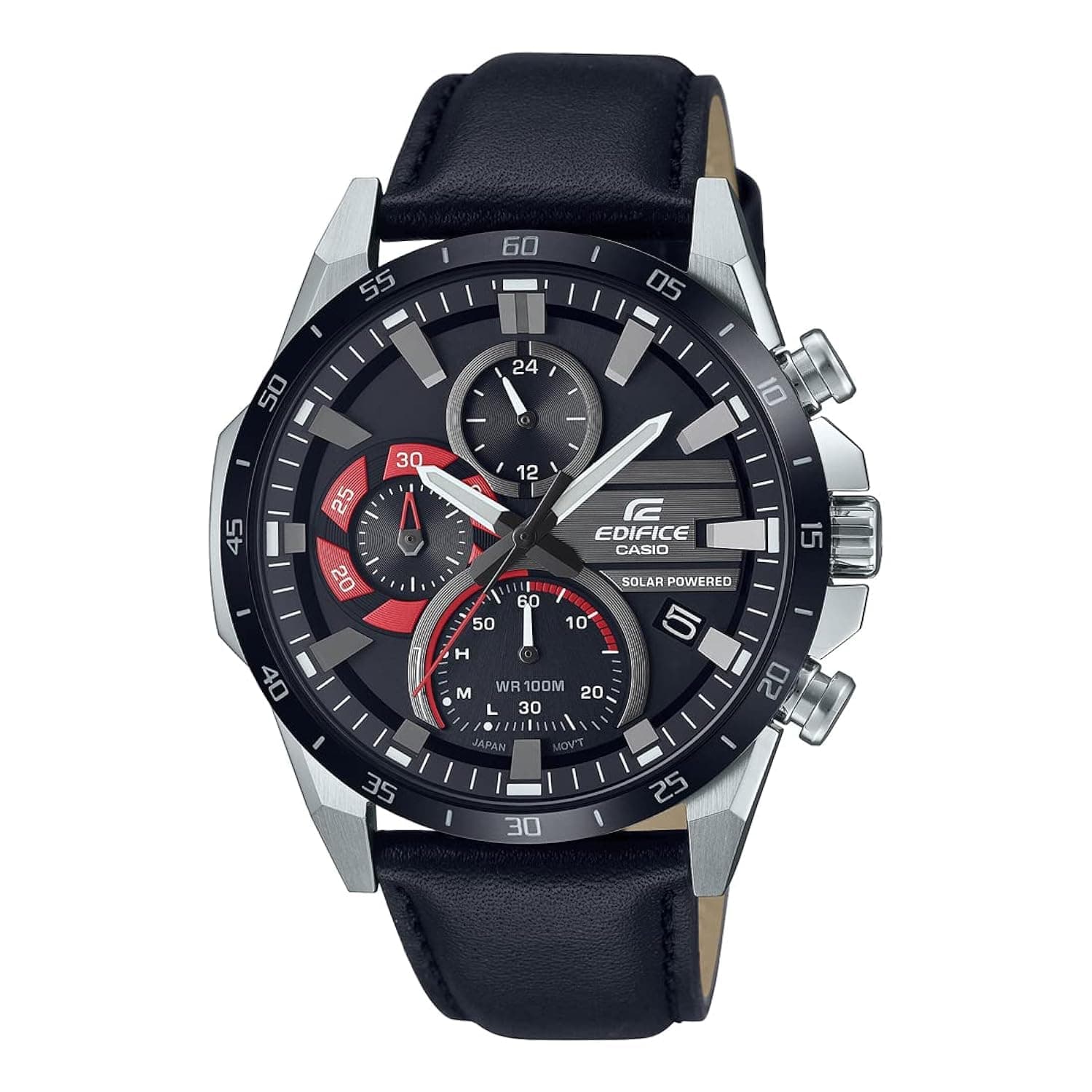 Casio Edifice EQS-940BL-1AVUDF Black Analog Dial Black Leather Band Men's Watch Solar Powered Chronograph ED549